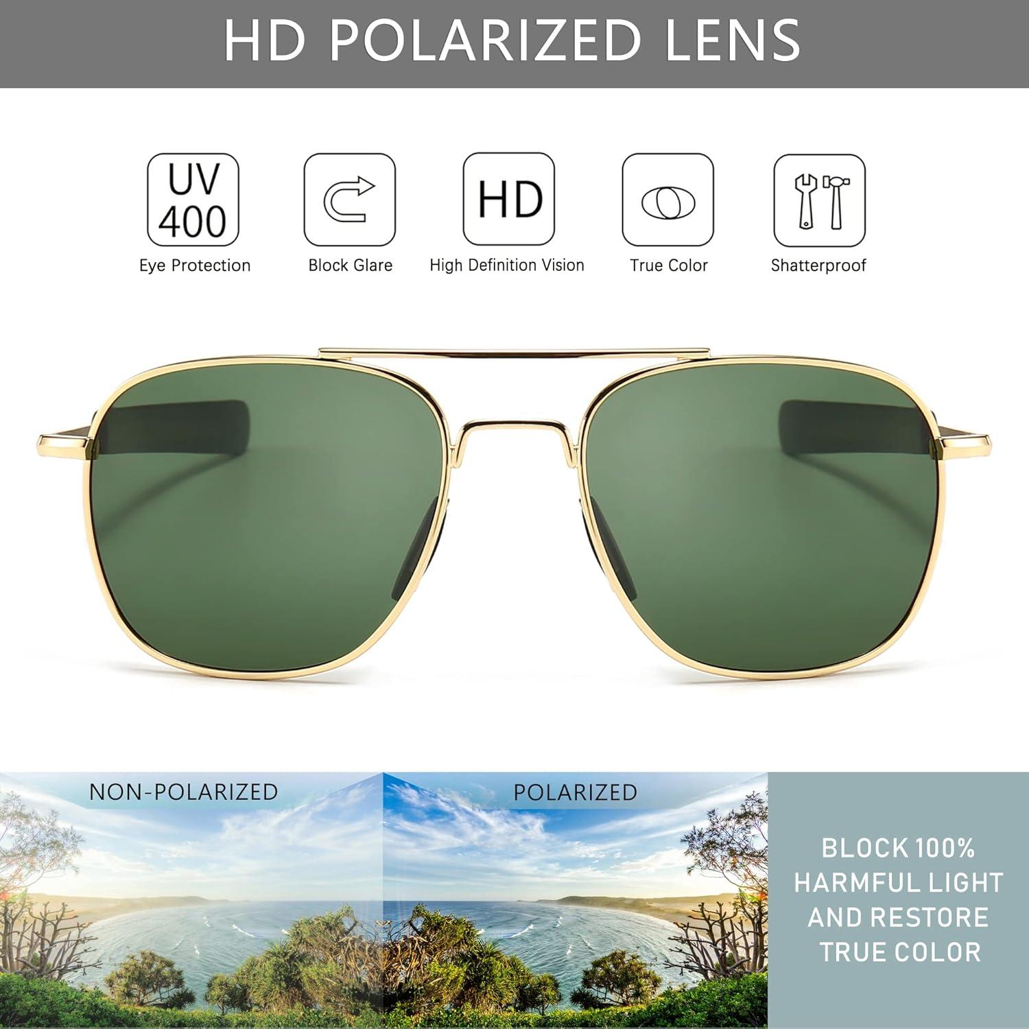 Gafas de sol piloto SUNGAIT con lentes polarizados verdes