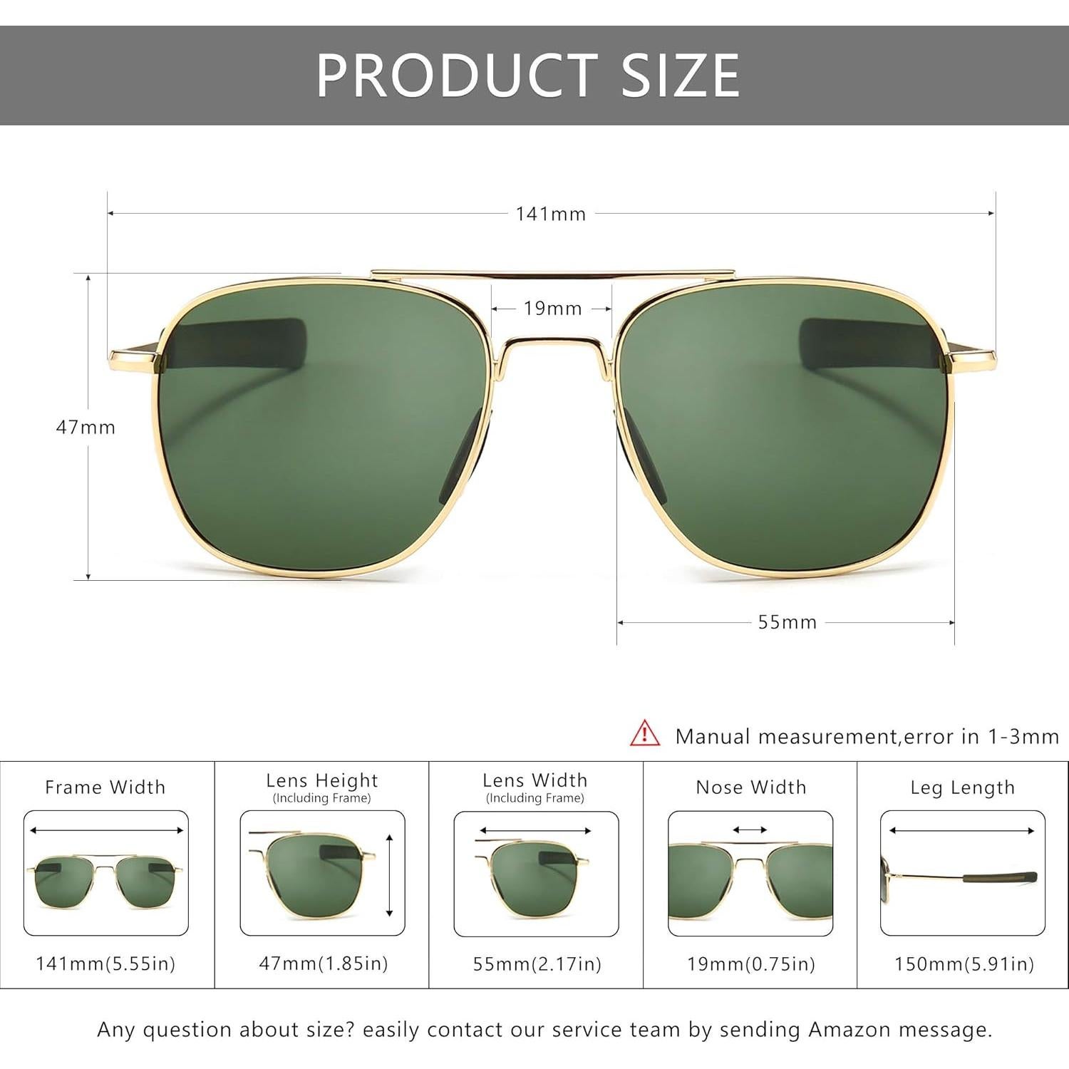 Gafas de sol piloto SUNGAIT con lentes polarizados verdes