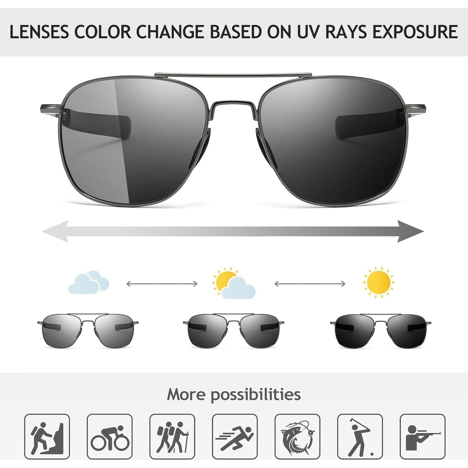 Gafas de sol piloto SUNGAIT con lentes fotocromáticos UV400