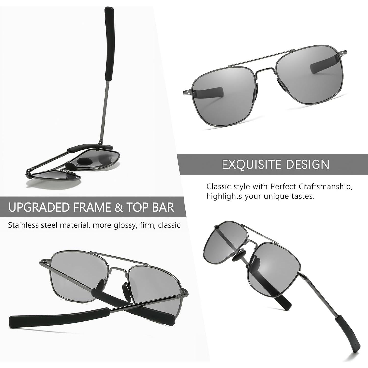 Gafas de sol piloto SUNGAIT con lentes fotocromáticos UV400