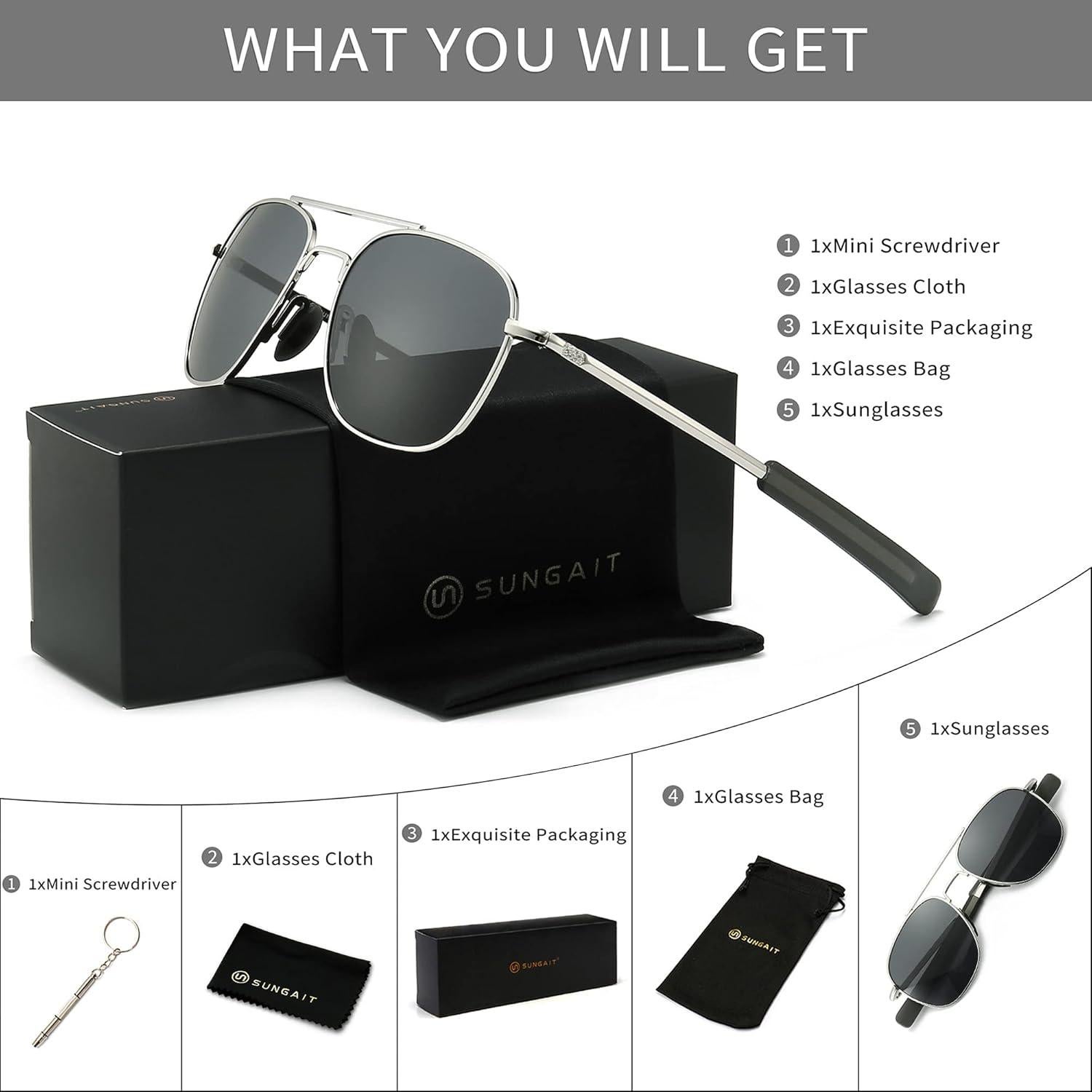 Gafas de Sol Piloto SUNGAIT con Lentes Polarizados