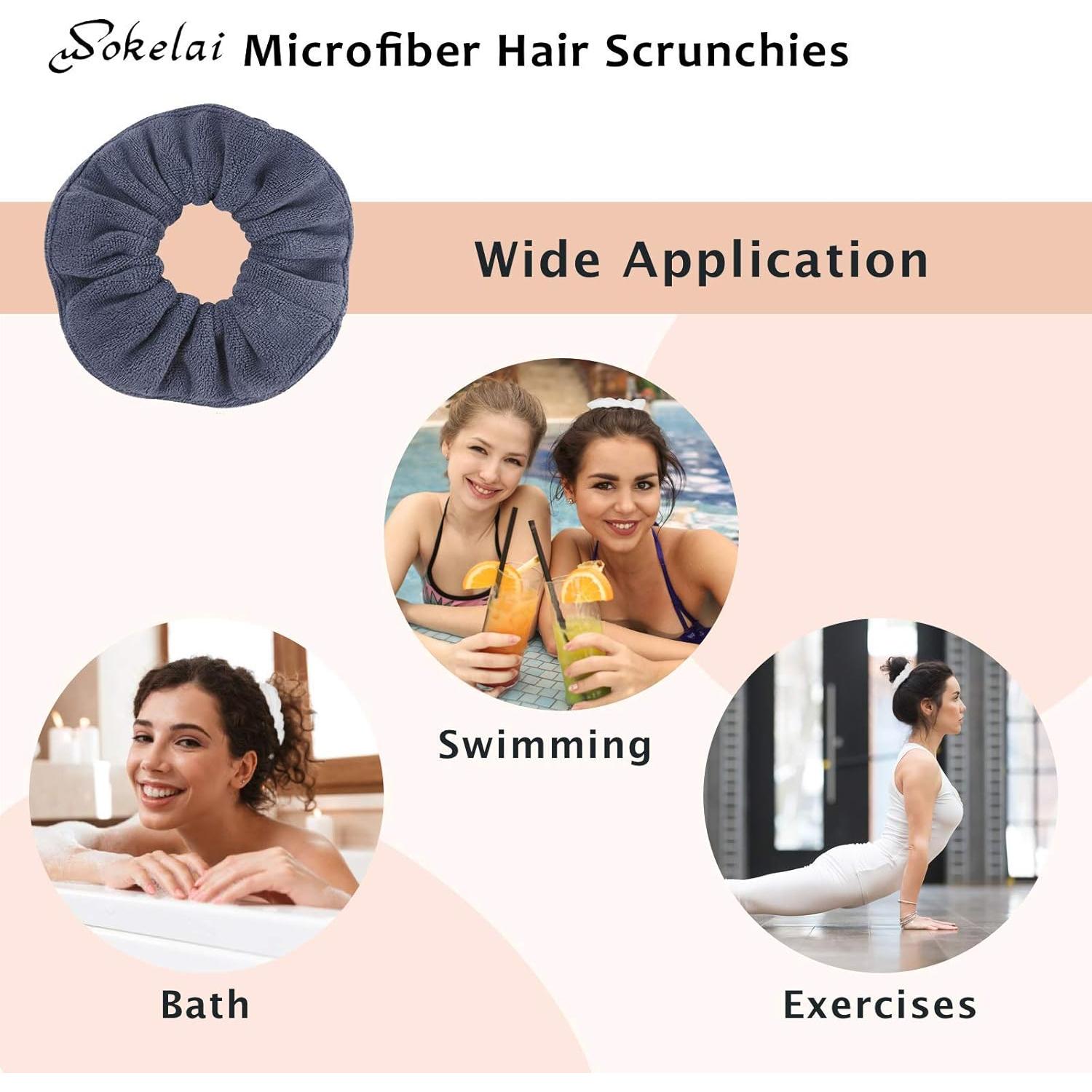 Scrunchies de Microfibra Wokelai - Toalla Secado Cabello 15.24cm