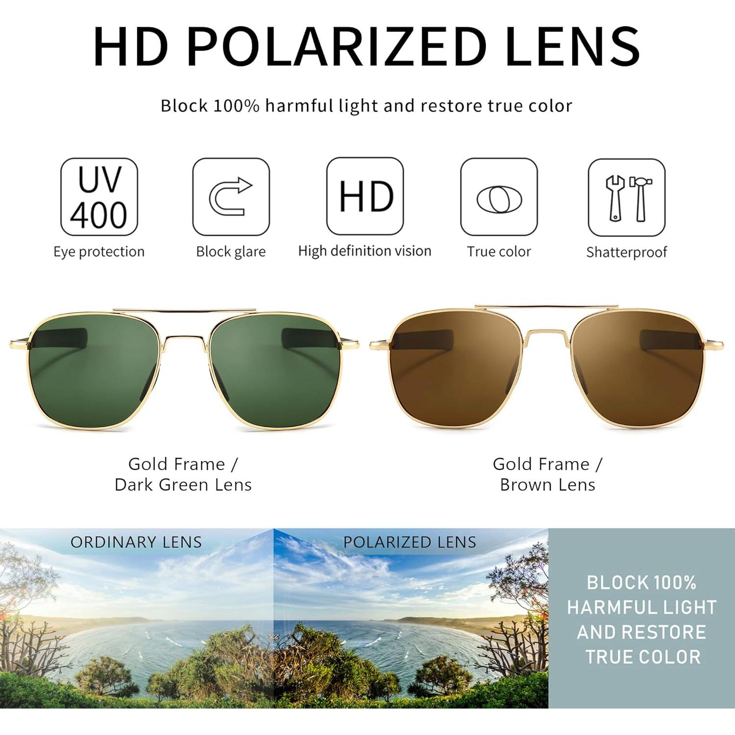 Gafas de sol piloto SUNGAIT polarizadas para hombres