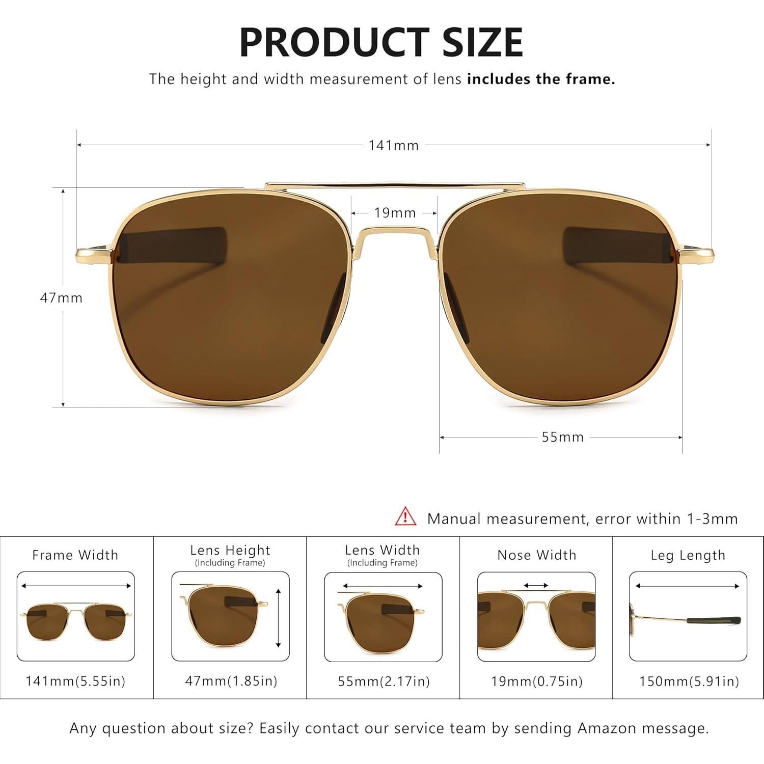 Gafas de sol piloto SUNGAIT polarizadas para hombres