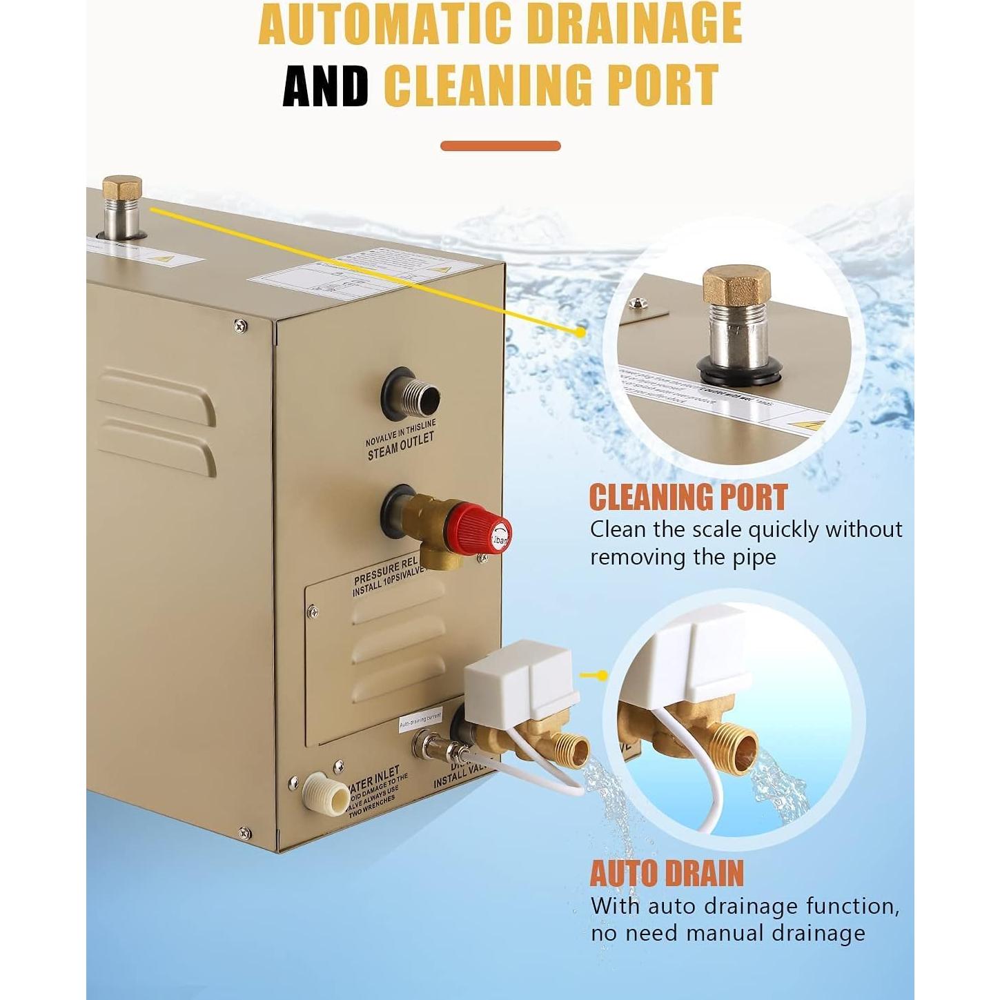 Generador de Vapor CGOLDENWALL 5kW Ducha de Vapor Compacta