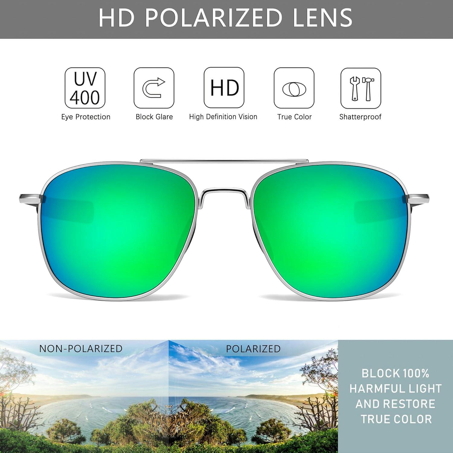 Gafas de sol piloto SUNGAIT con lentes polarizados verdes