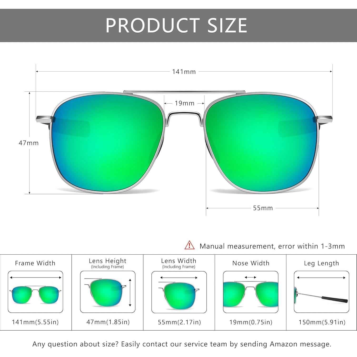 Gafas de sol piloto SUNGAIT con lentes polarizados verdes
