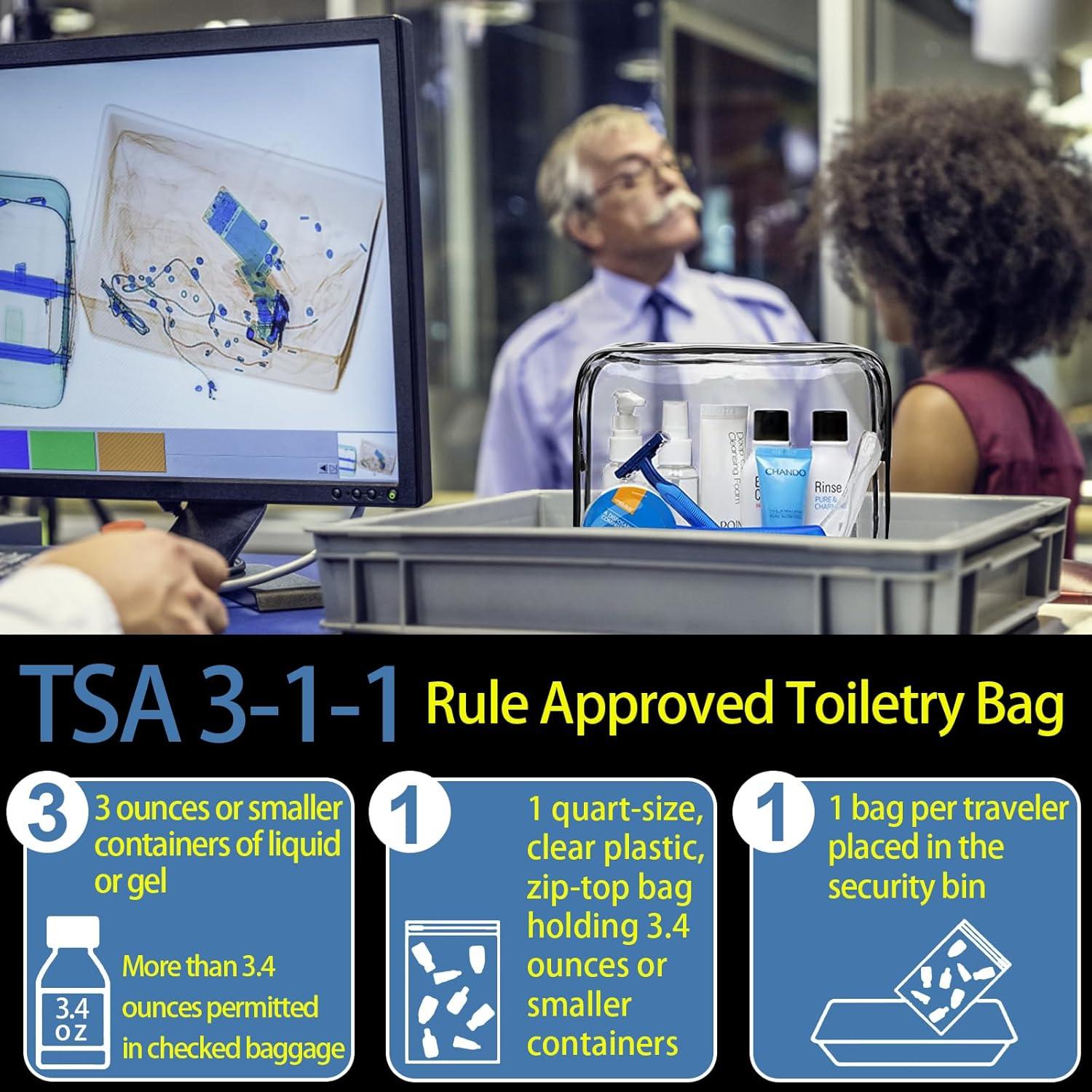 16 Bolsas de Maquillaje Transparentes TSA PVC Impermeables Negro