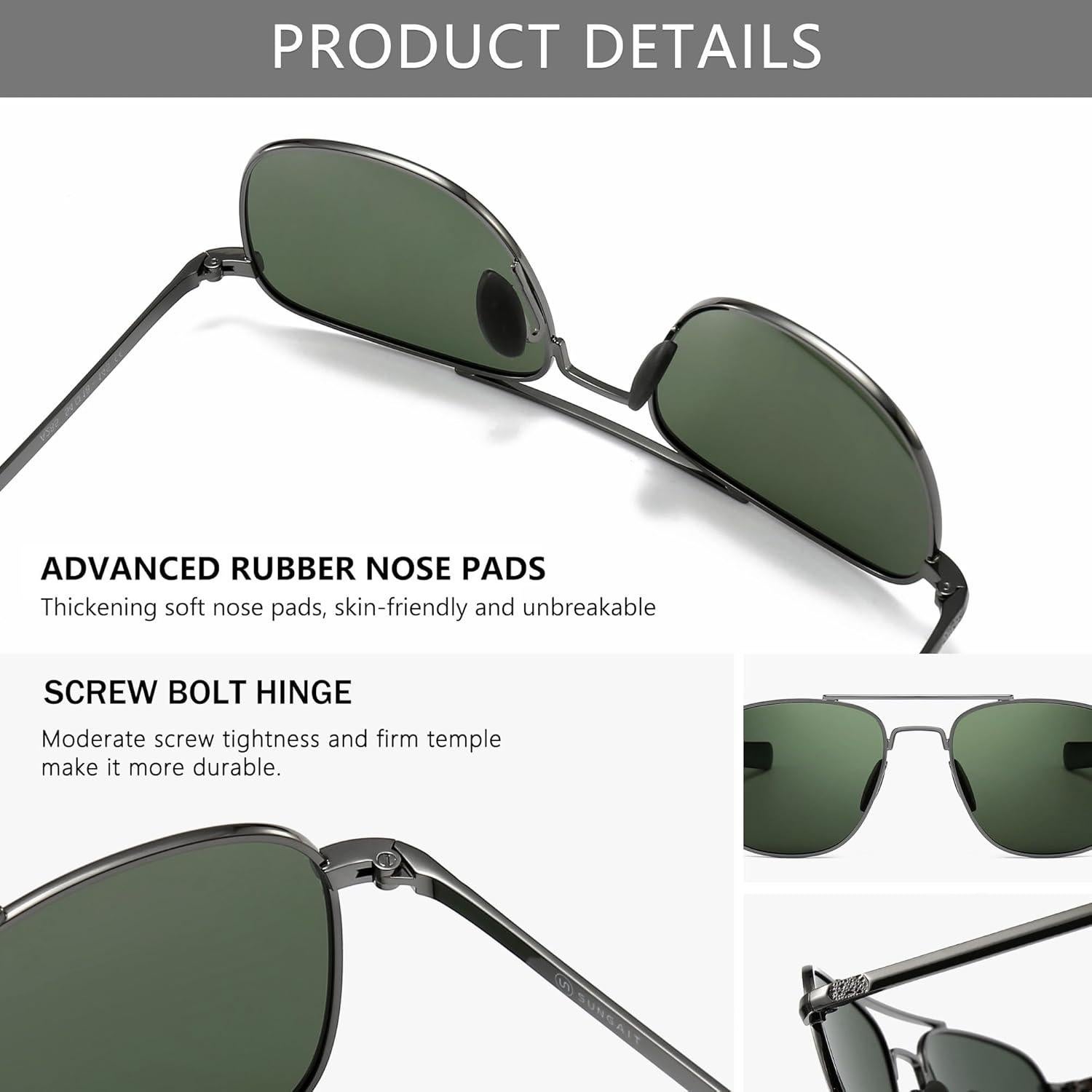 Gafas de sol piloto SUNGAIT polarizadas para hombres