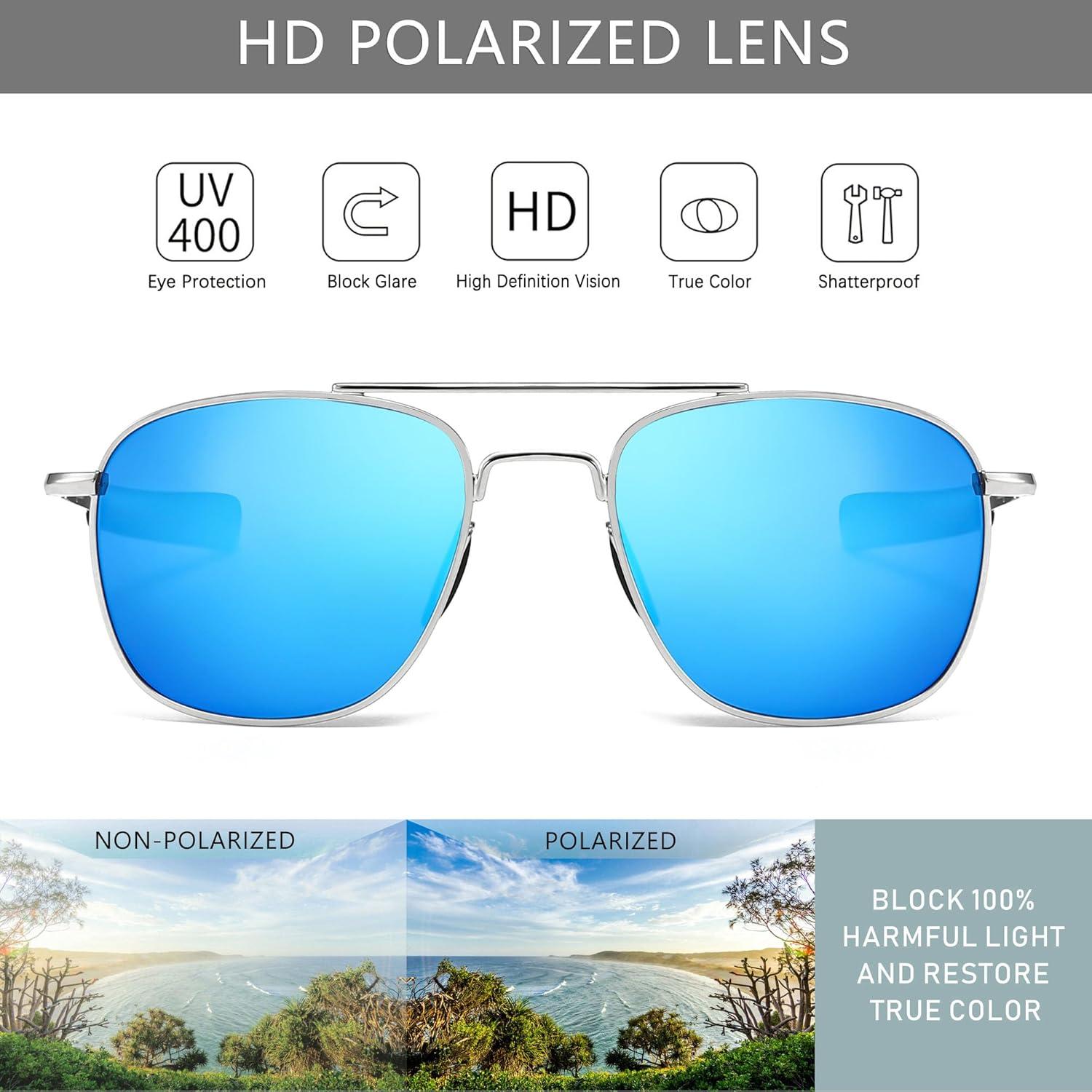 Gafas de sol piloto SUNGAIT con lentes polarizados azul