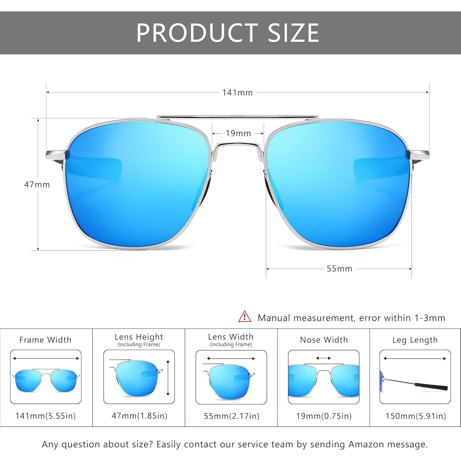 Gafas de sol piloto SUNGAIT con lentes polarizados azul