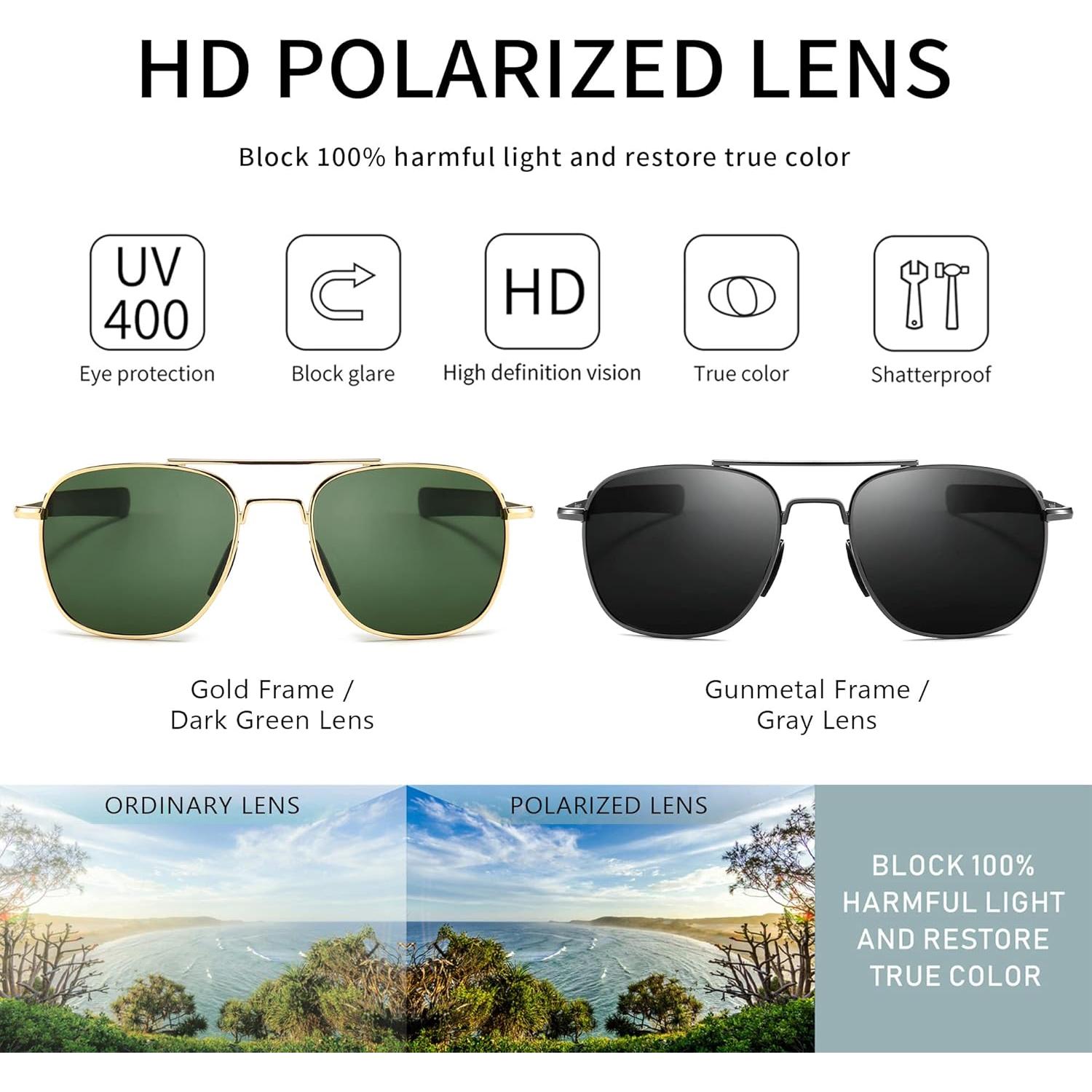 Gafas de sol piloto SUNGAIT polarizadas para hombres