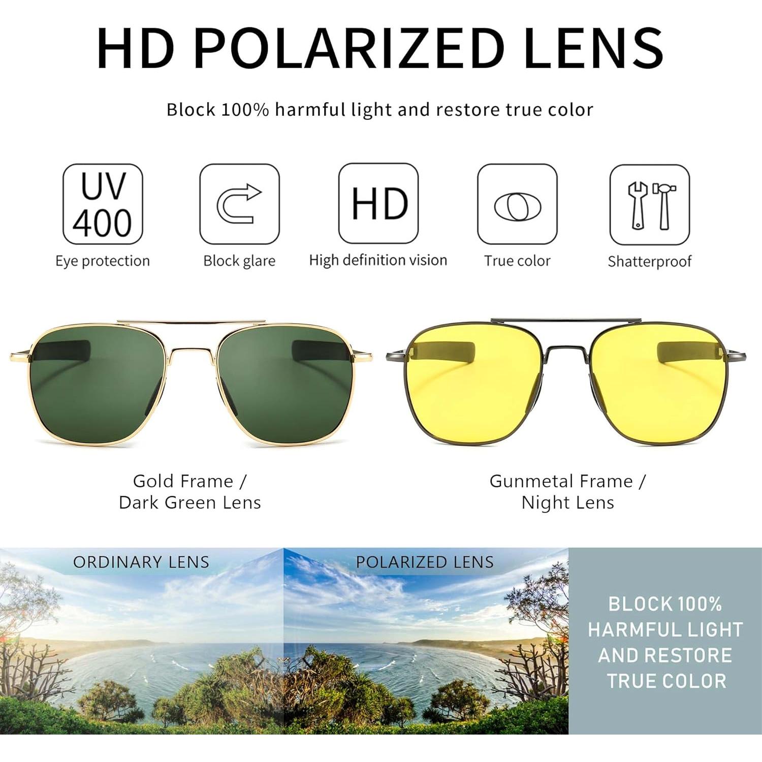 Gafas de sol piloto SUNGAIT polarizadas para hombres