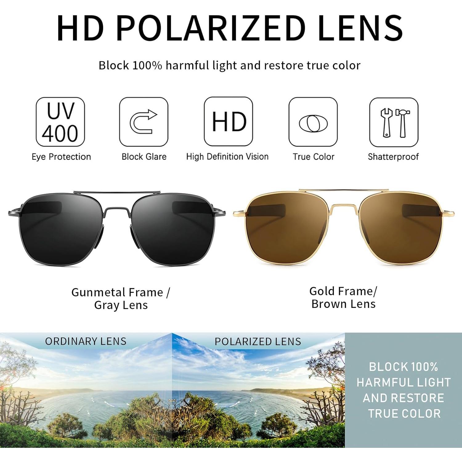 Gafas de sol piloto SUNGAIT polarizadas para hombres