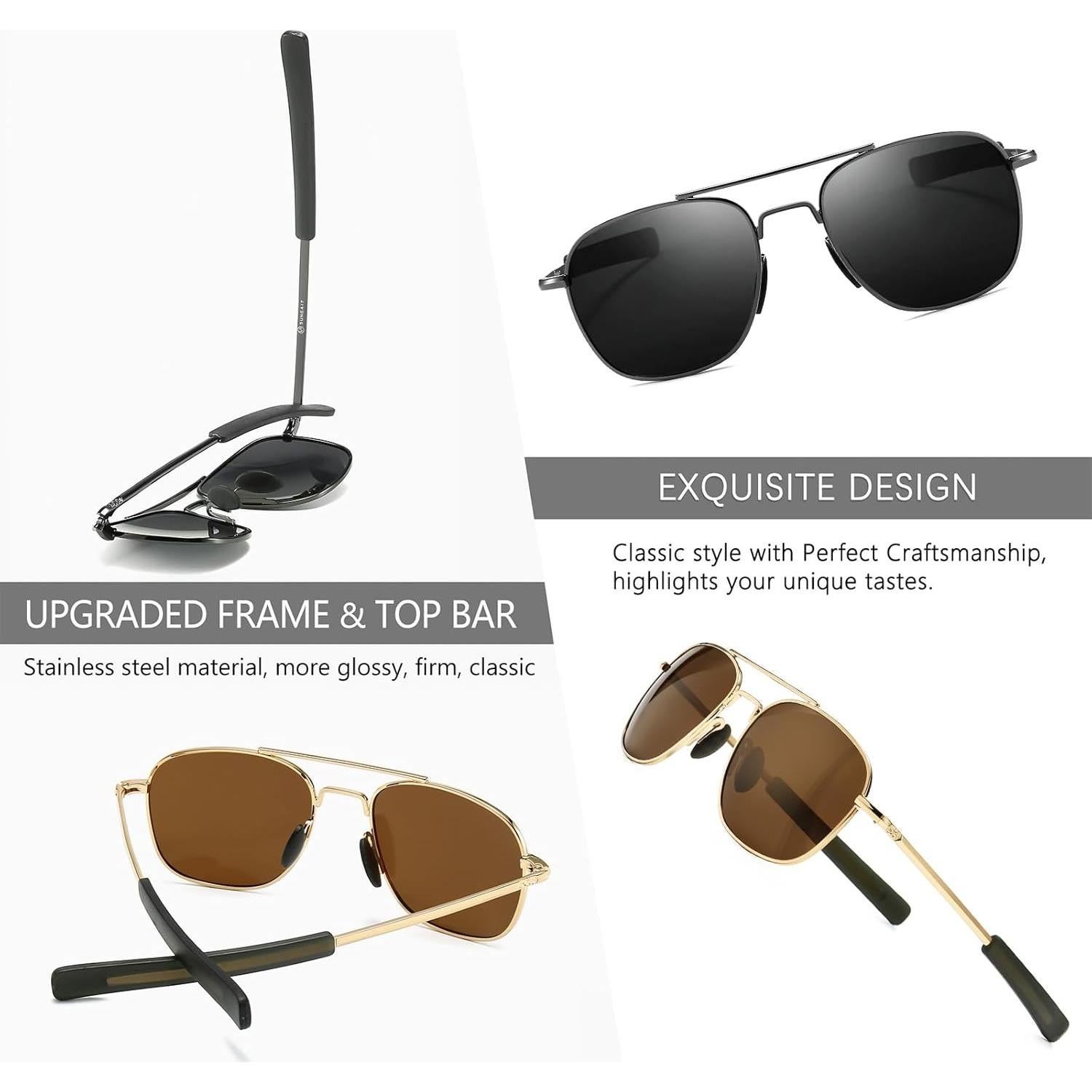 Gafas de sol piloto SUNGAIT polarizadas para hombres