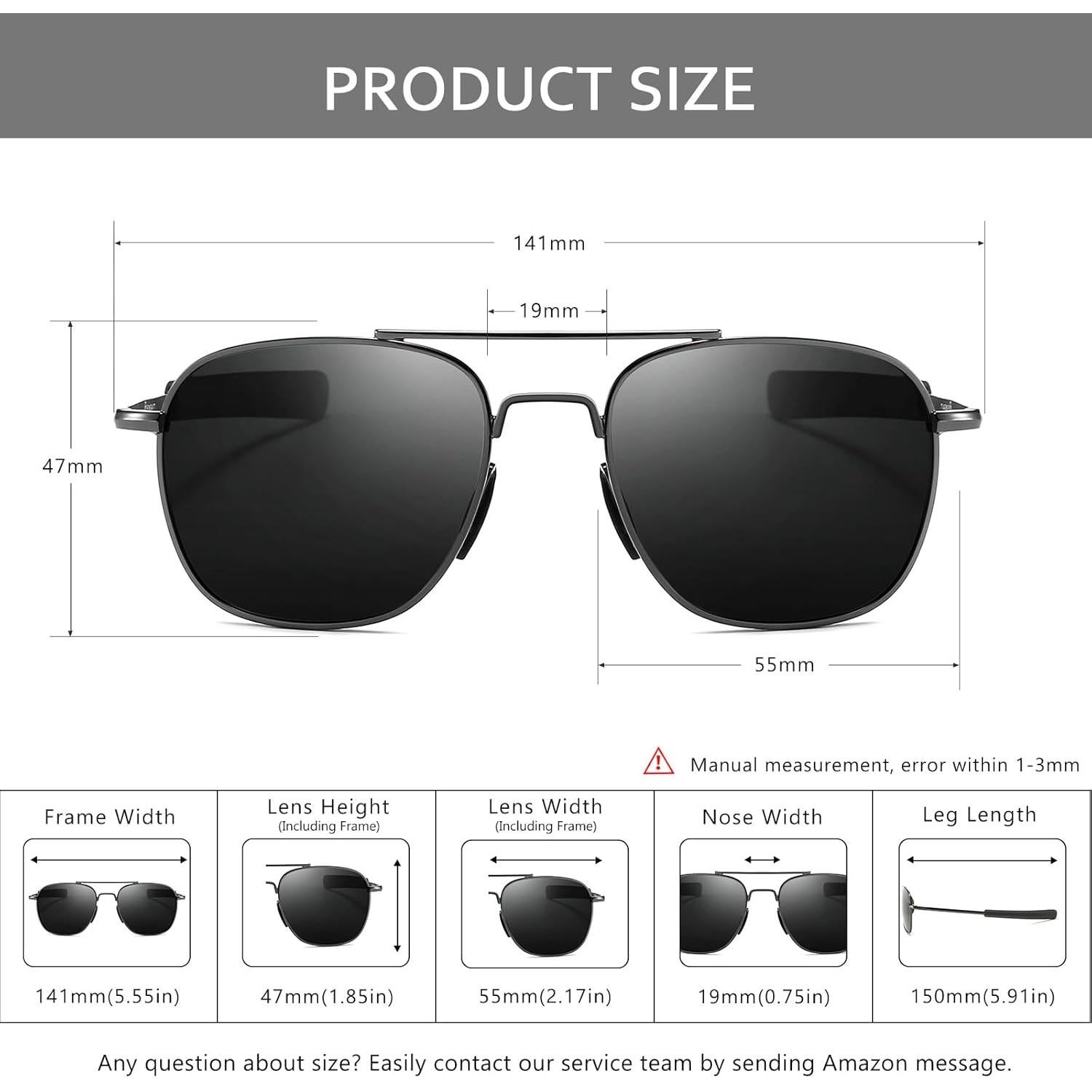 Gafas de sol piloto SUNGAIT polarizadas para hombres