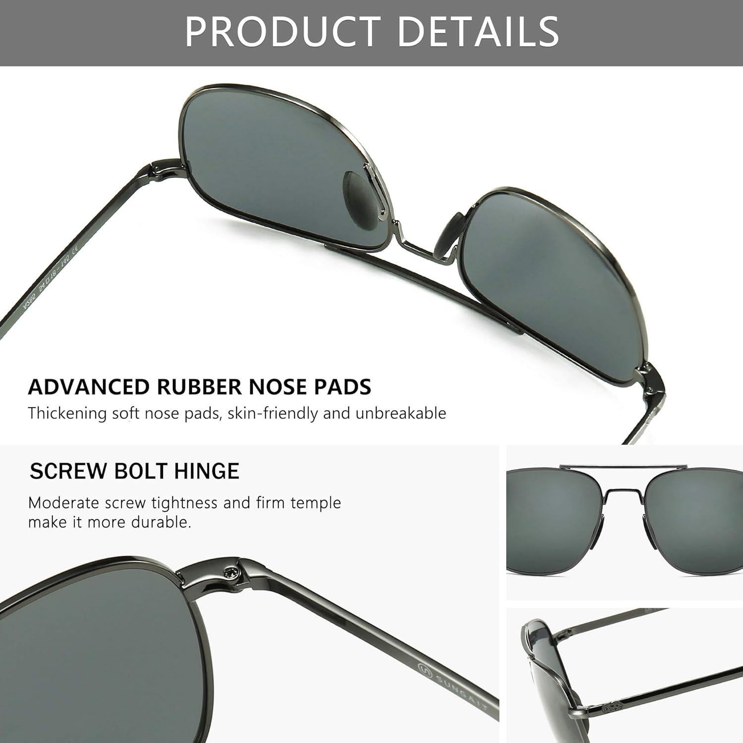 Gafas de sol piloto SUNGAIT con lentes polarizados y patillas