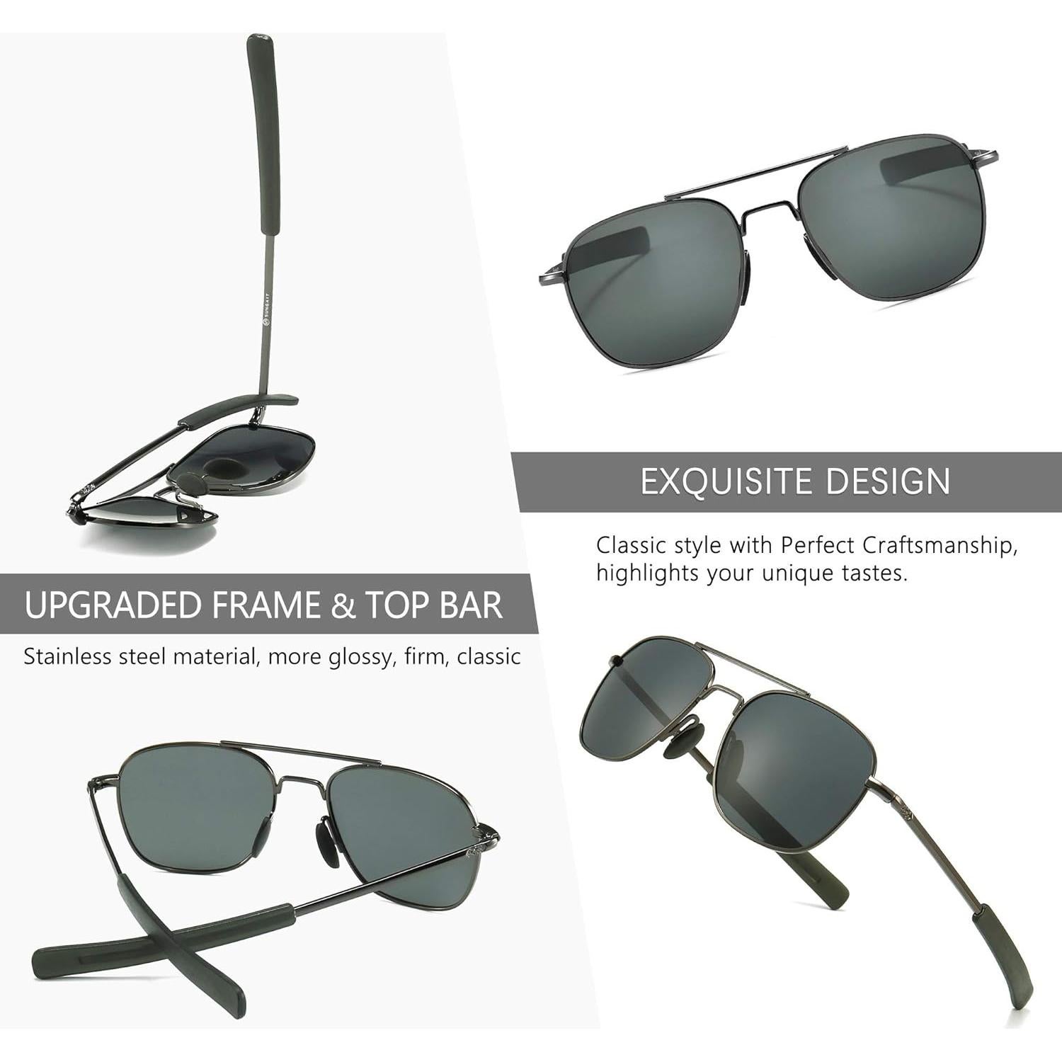 Gafas de sol piloto SUNGAIT con lentes polarizados y patillas