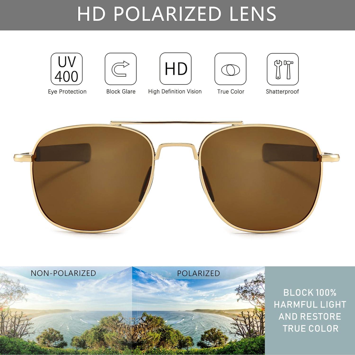 Gafas de sol piloto SUNGAIT con lentes polarizados HD