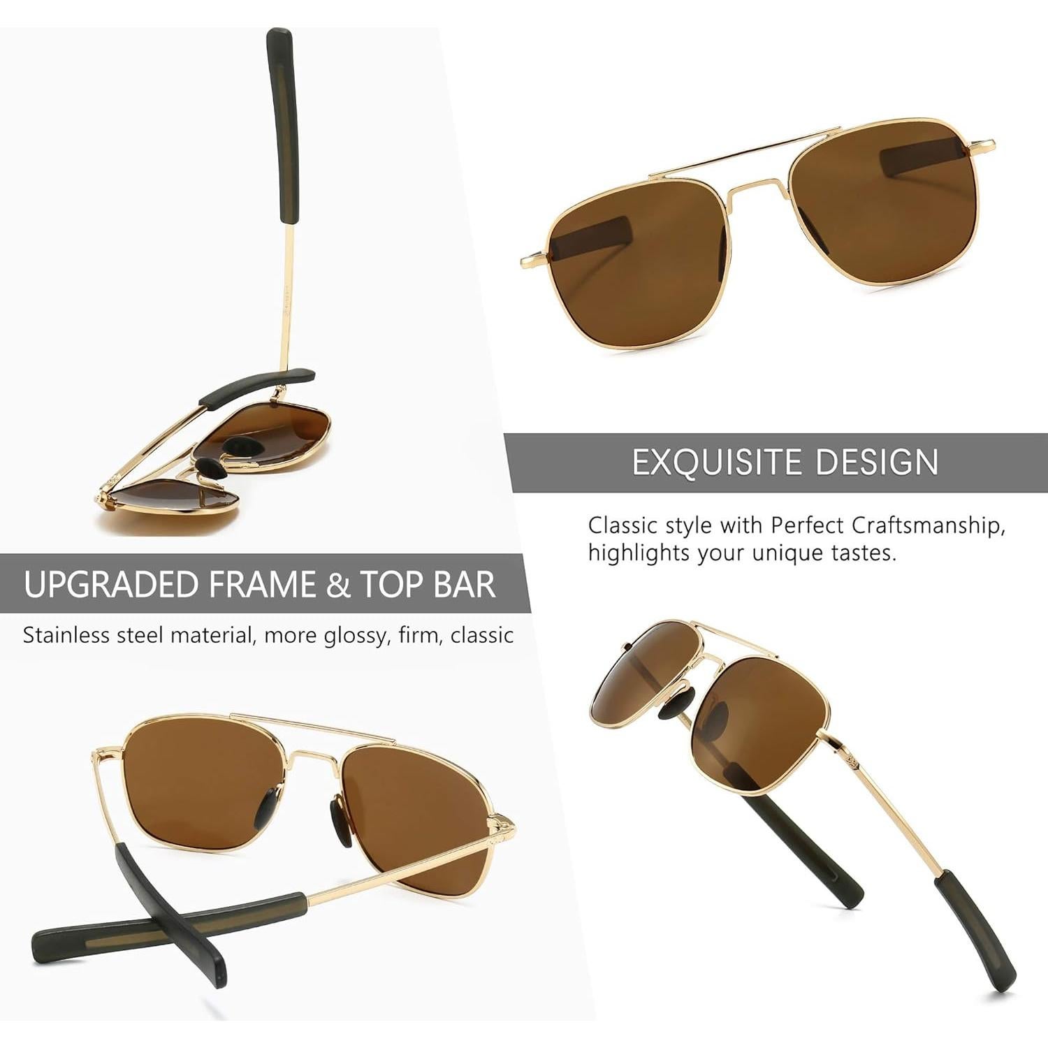 Gafas de sol piloto SUNGAIT con lentes polarizados HD