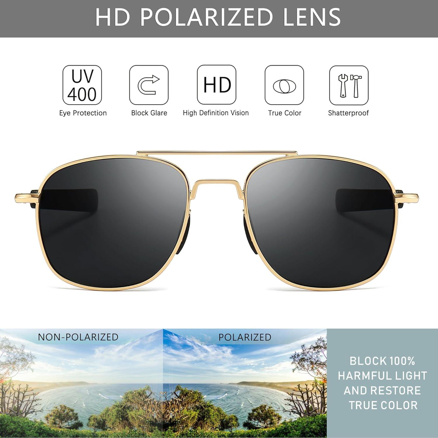 Gafas de sol piloto SUNGAIT con lentes polarizados y patillas