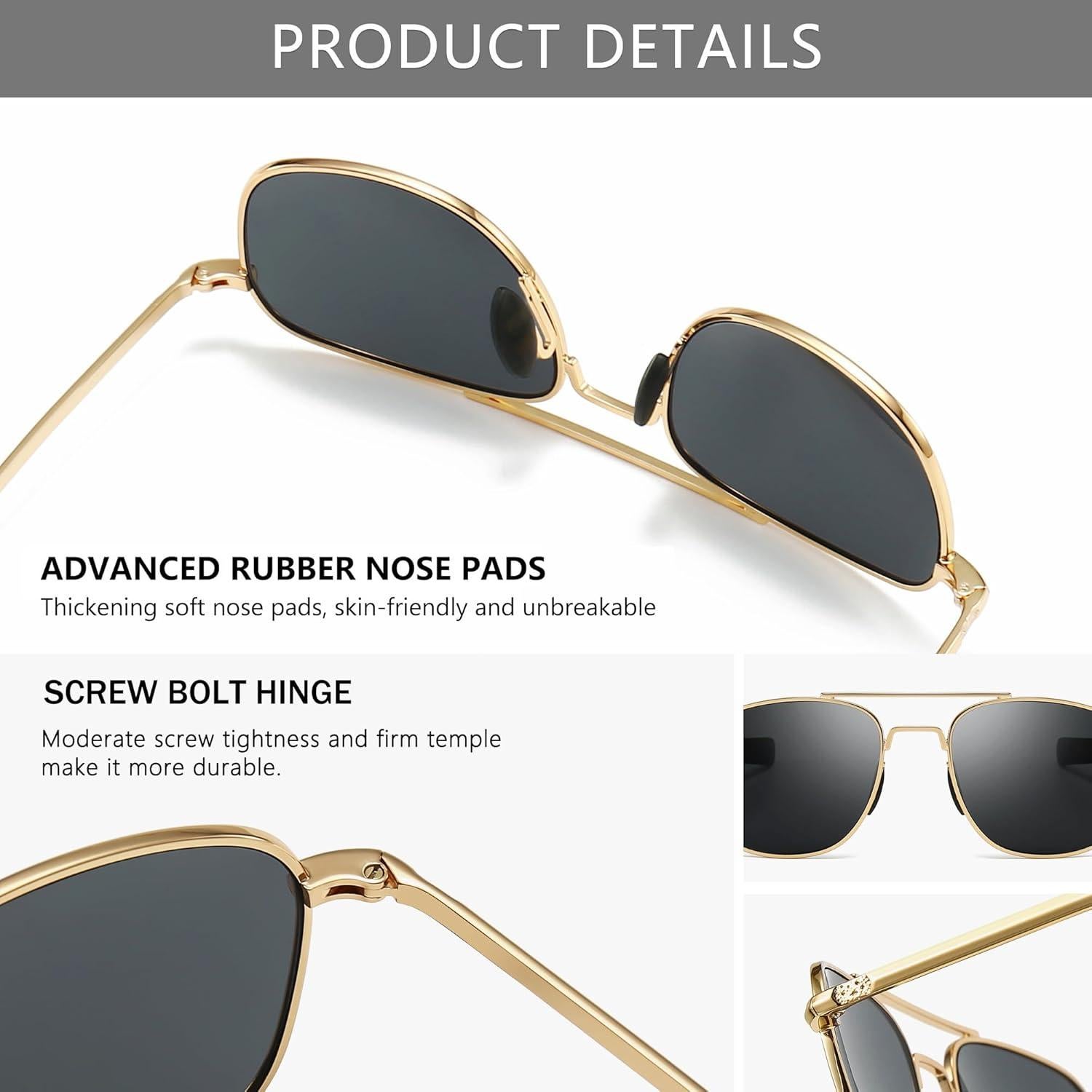 Gafas de sol piloto SUNGAIT con lentes polarizados y patillas