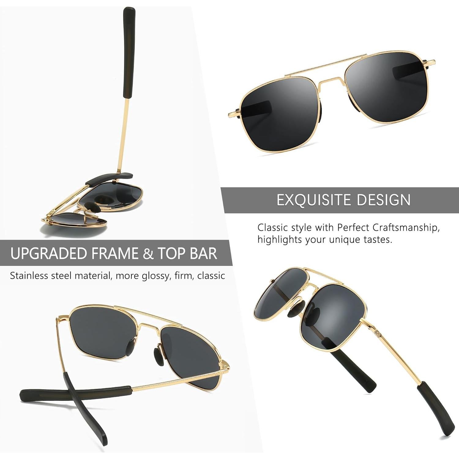 Gafas de sol piloto SUNGAIT con lentes polarizados y patillas