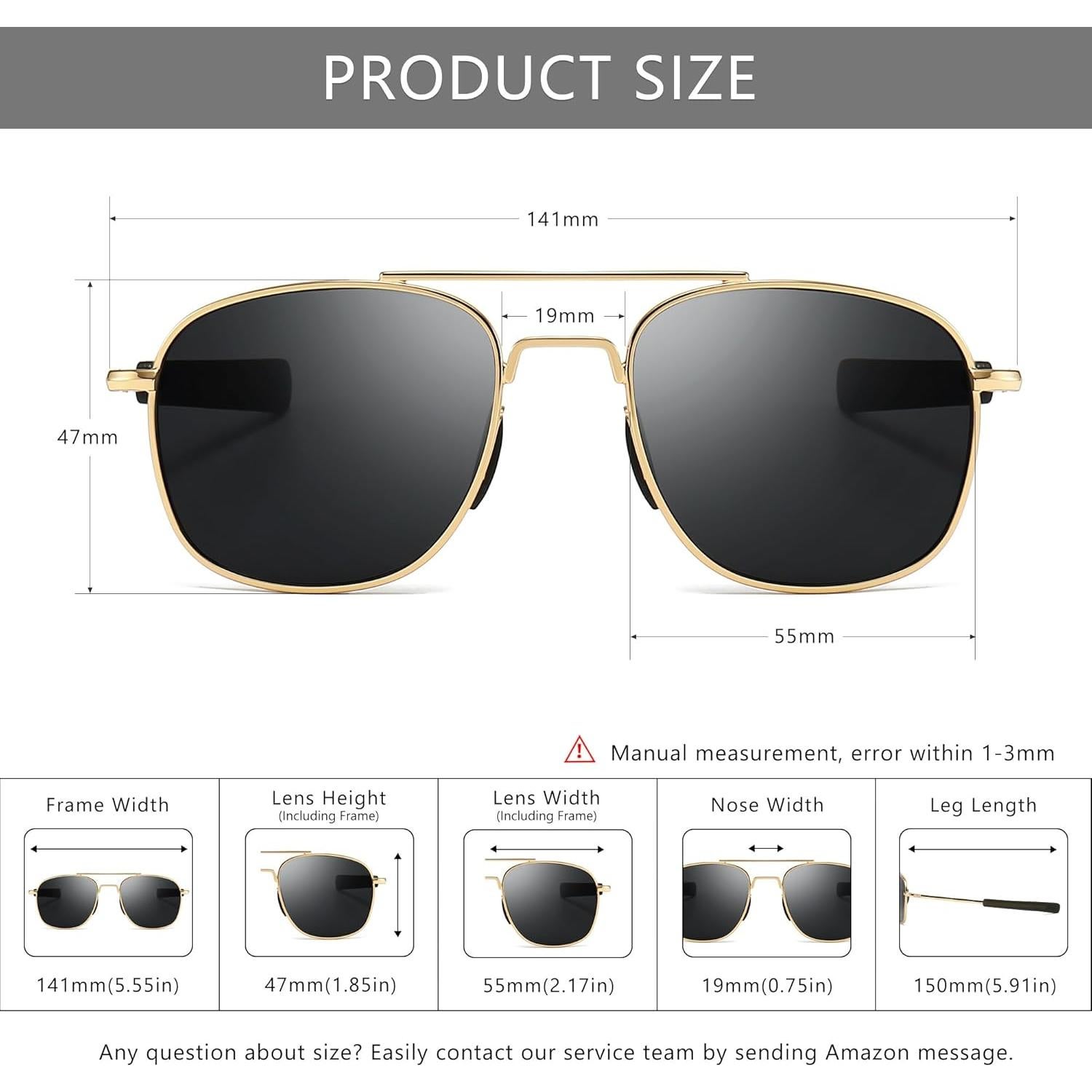 Gafas de sol piloto SUNGAIT con lentes polarizados y patillas