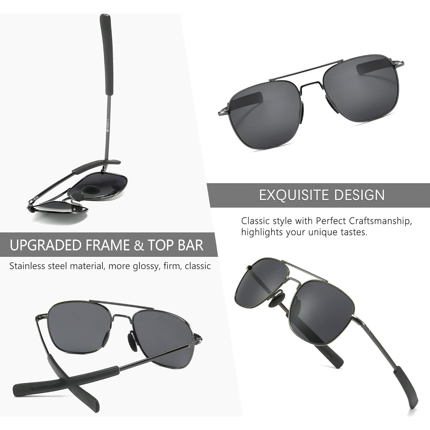 Gafas de sol piloto SUNGAIT polarizadas para hombres