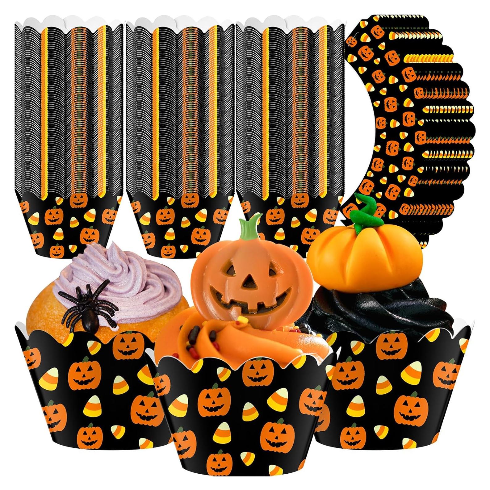 100 Envolturas de Cupcake Halloween Domensi Calabaza 8 cm