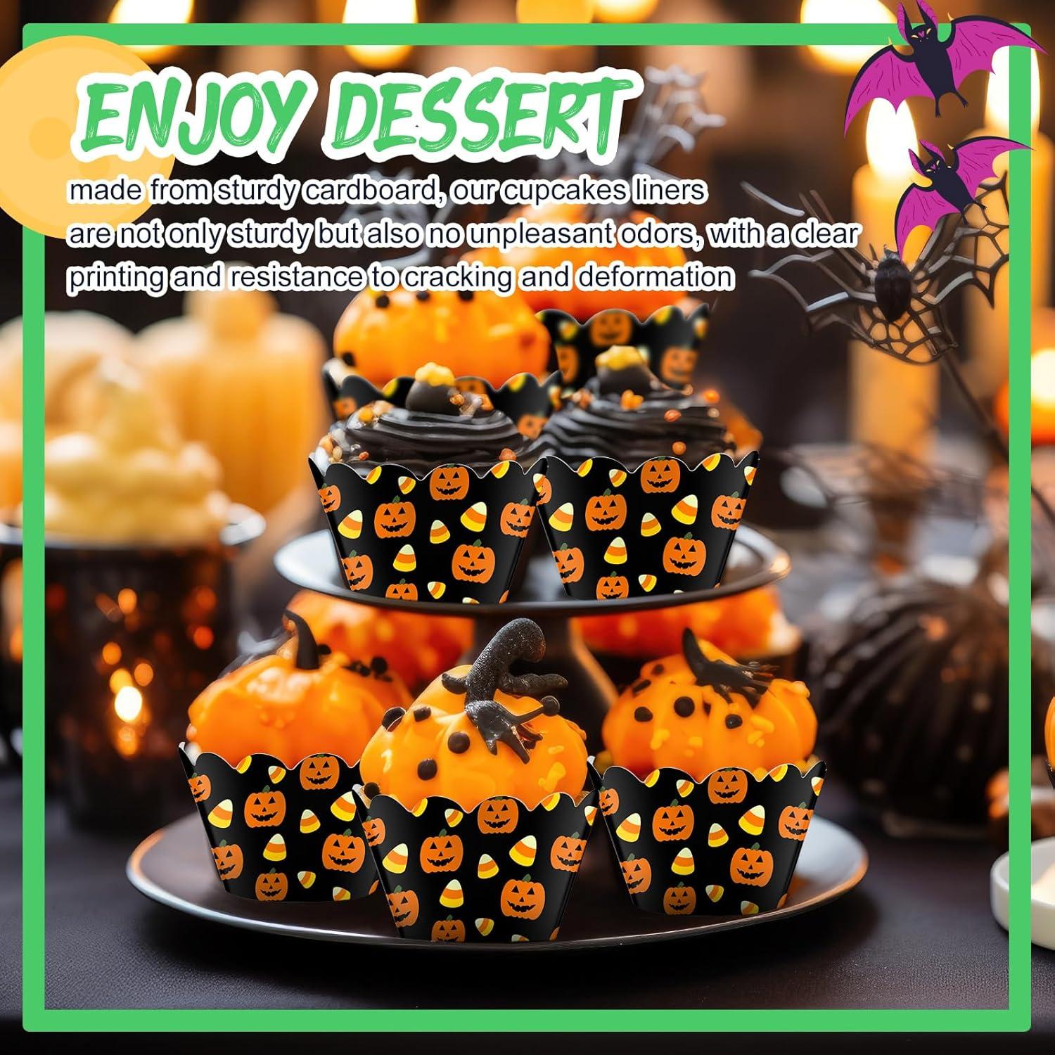 100 Envolturas de Cupcake Halloween Domensi Calabaza 8 cm