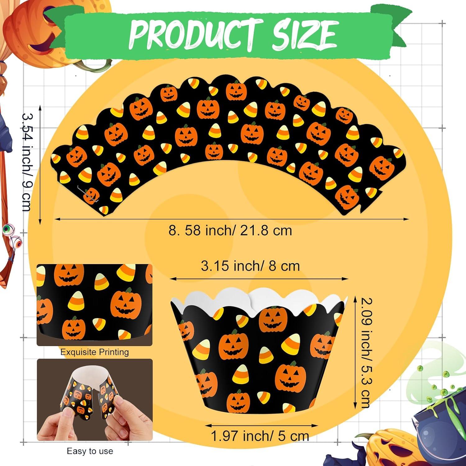 100 Envolturas de Cupcake Halloween Domensi Calabaza 8 cm