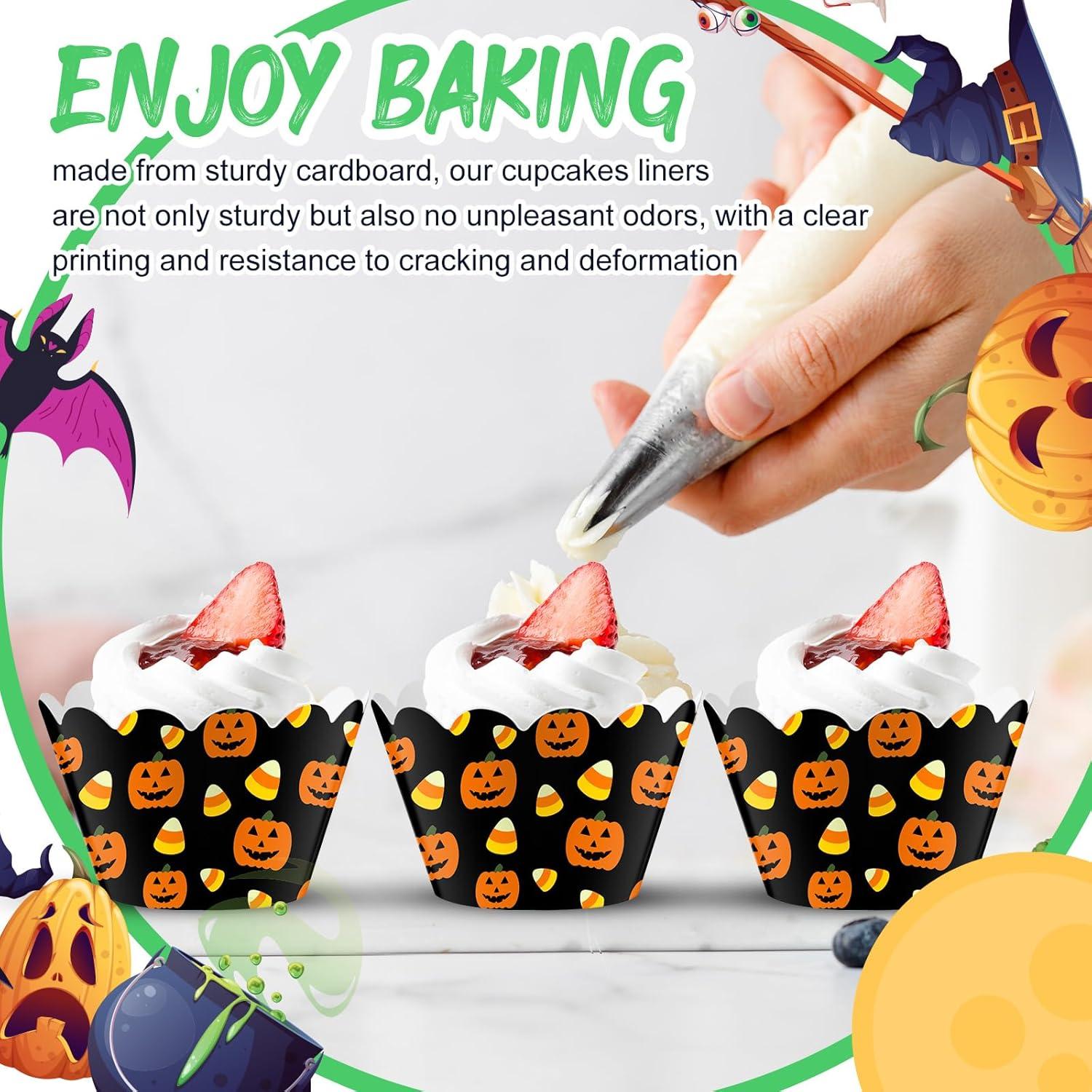 100 Envolturas de Cupcake Halloween Domensi Calabaza 8 cm