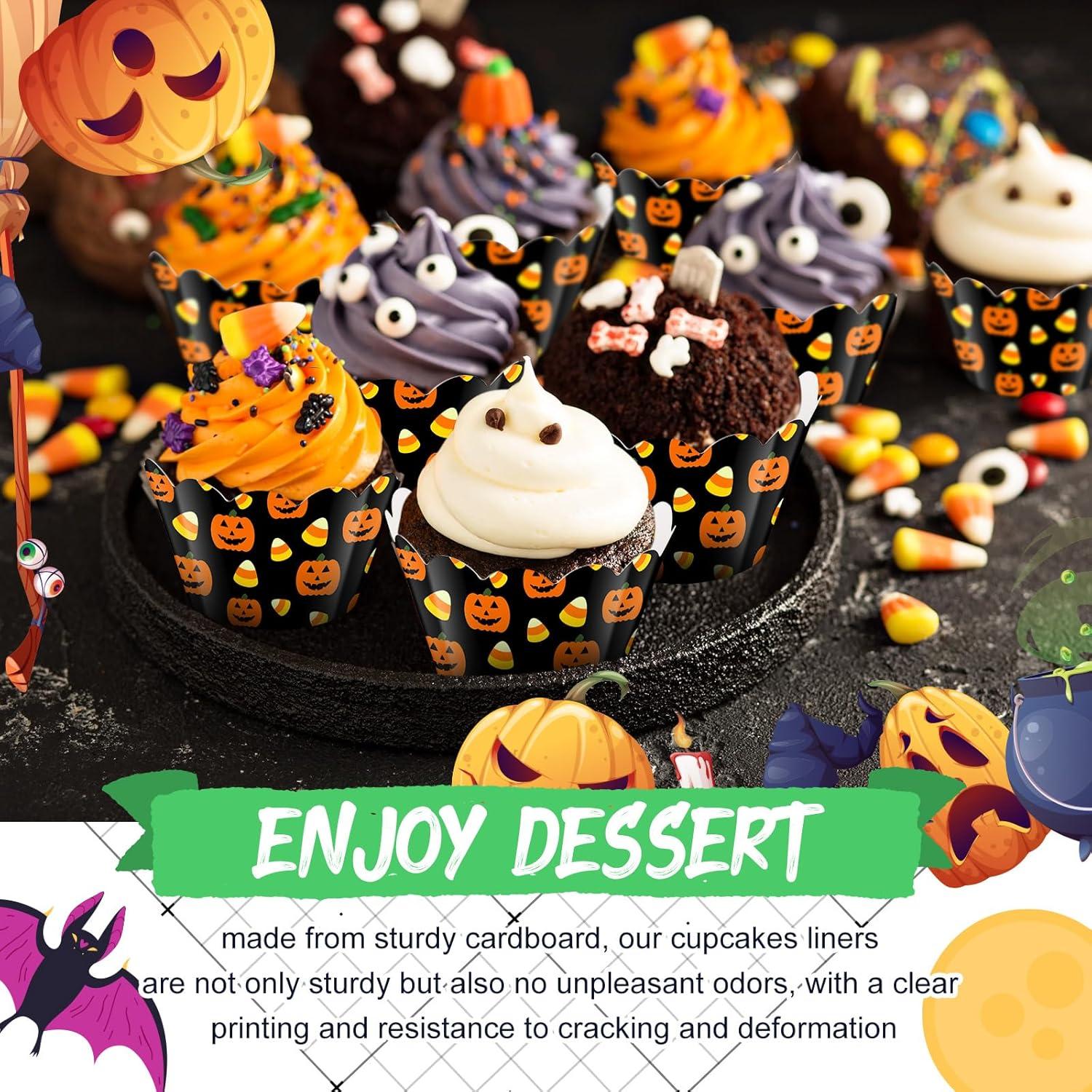 100 Envolturas de Cupcake Halloween Domensi Calabaza 8 cm