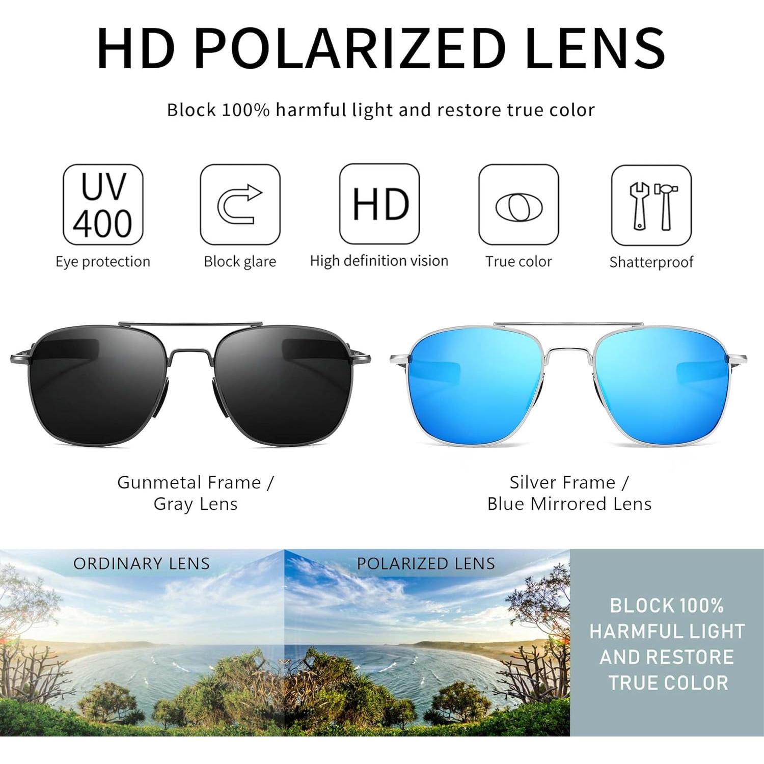 Gafas de Sol Piloto SUNGAIT con Lentes Polarizados y Patillas