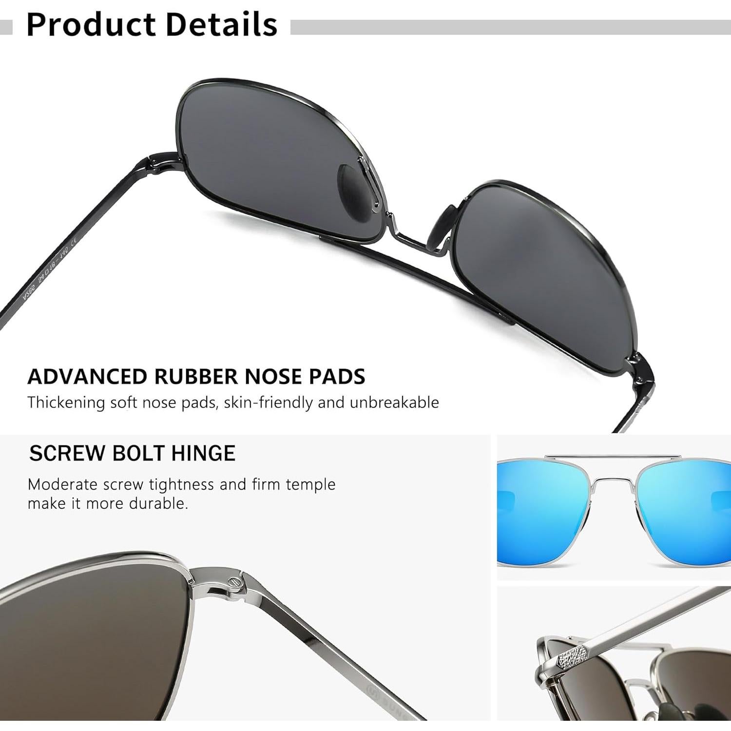 Gafas de Sol Piloto SUNGAIT con Lentes Polarizados y Patillas