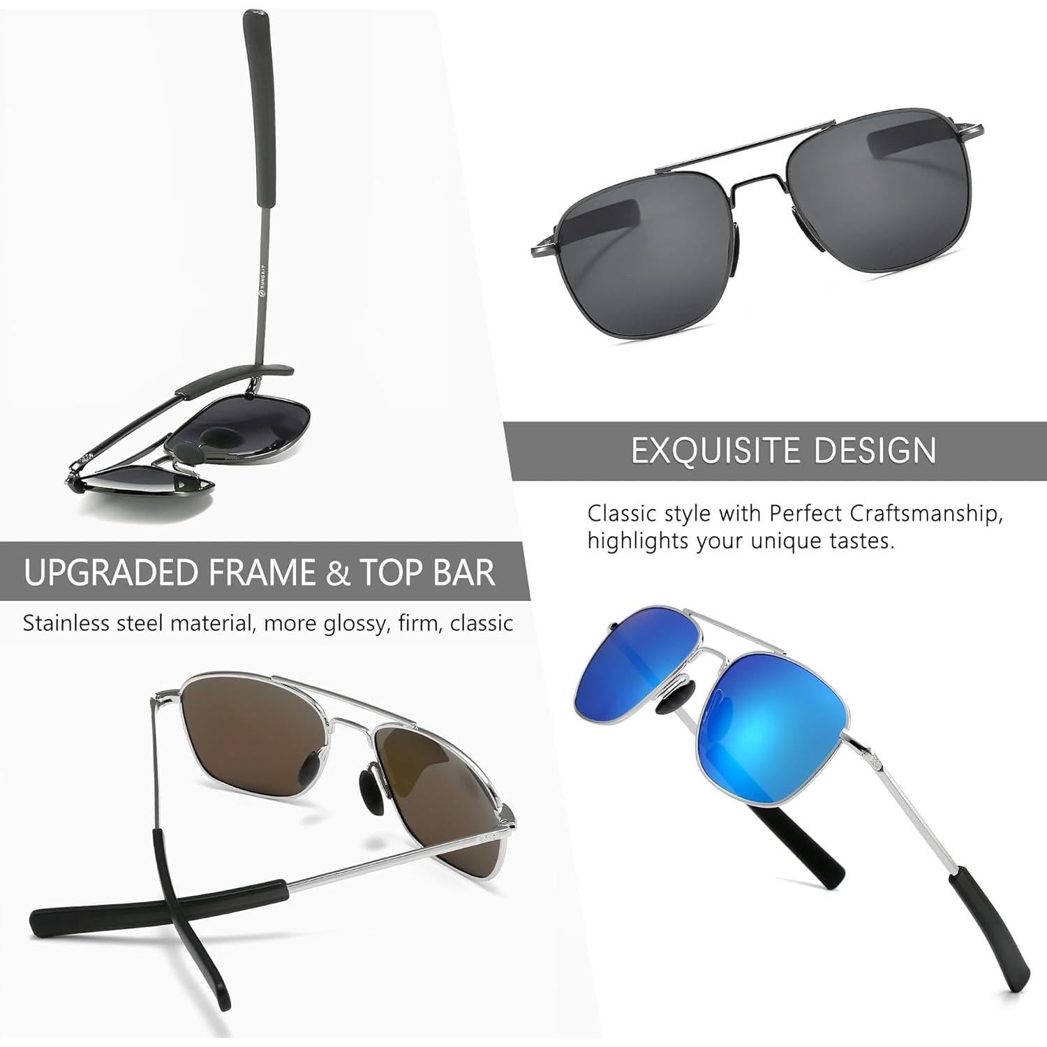 Gafas de Sol Piloto SUNGAIT con Lentes Polarizados y Patillas