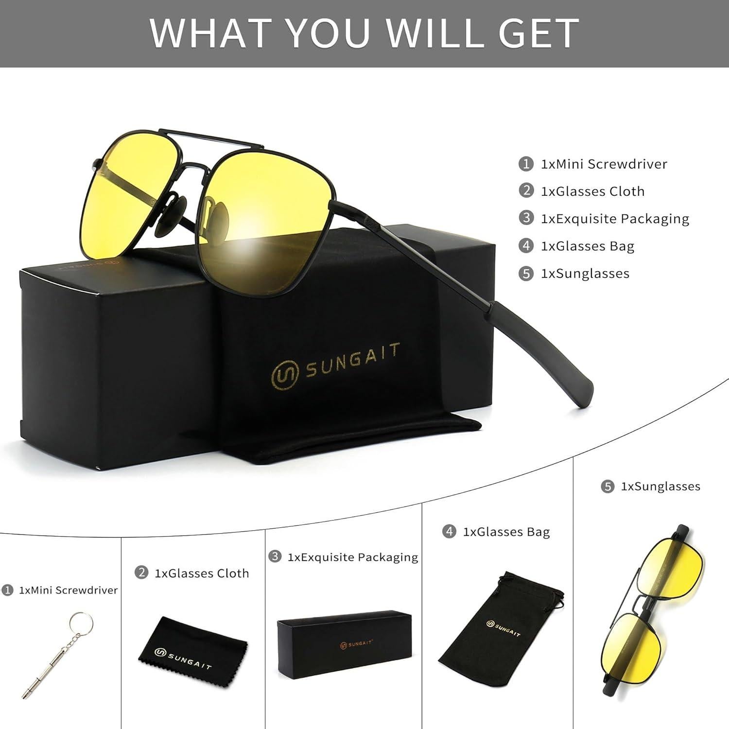 Gafas de sol polarizadas SUNGAIT para conducción nocturna