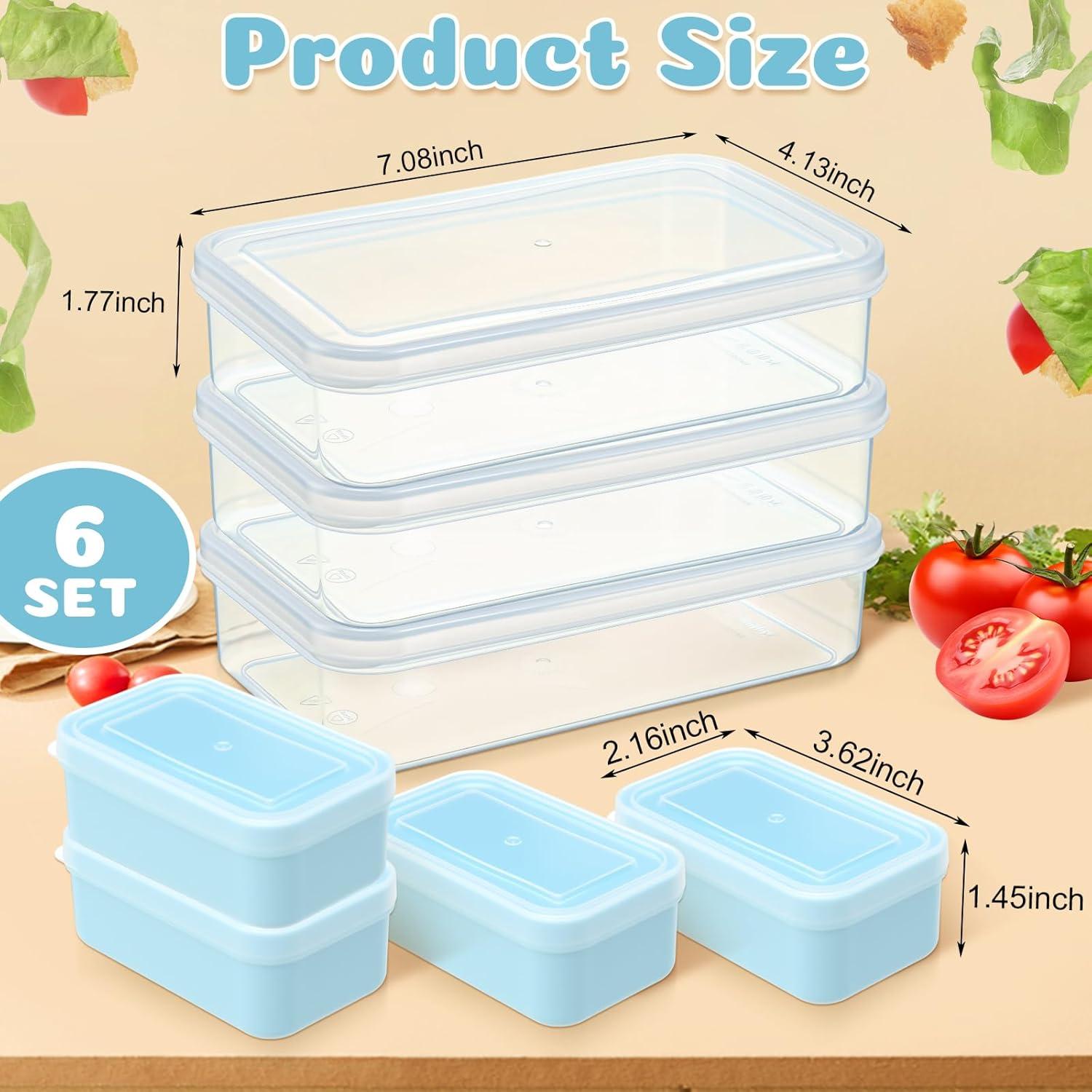 Honeydak 6 Cajas de Snack Apilables con Compartimentos Azul