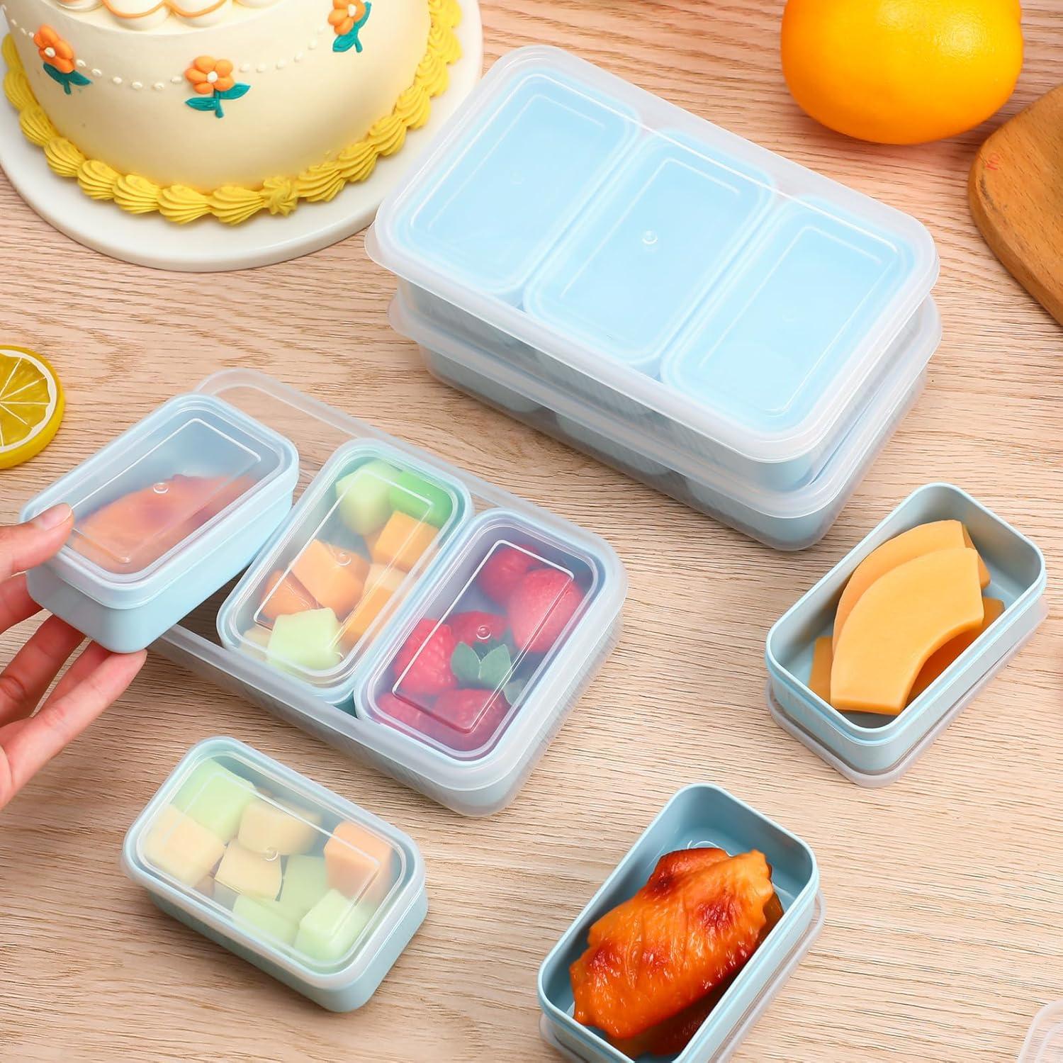 Honeydak 6 Cajas de Snack Apilables con Compartimentos Azul
