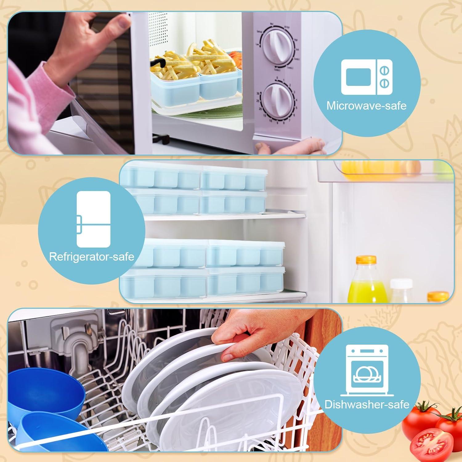 Honeydak 6 Cajas de Snack Apilables con Compartimentos Azul