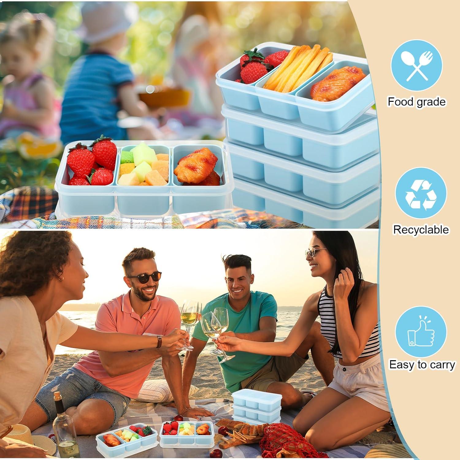 Honeydak 6 Cajas de Snack Apilables con Compartimentos Azul