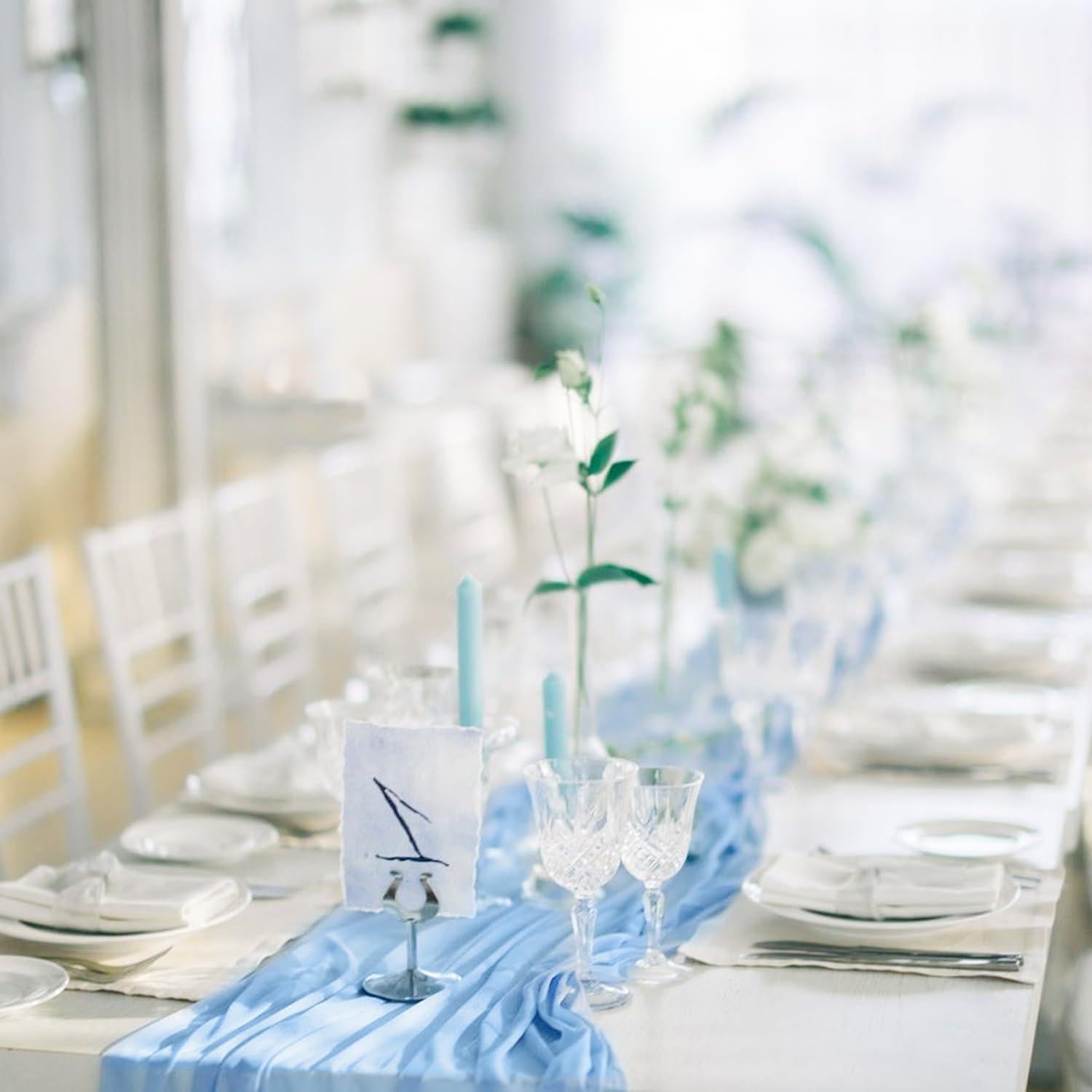 Camino de Mesa de Gasa de Queso Azul Bebé Boho - 3 Piezas 304.8 cm