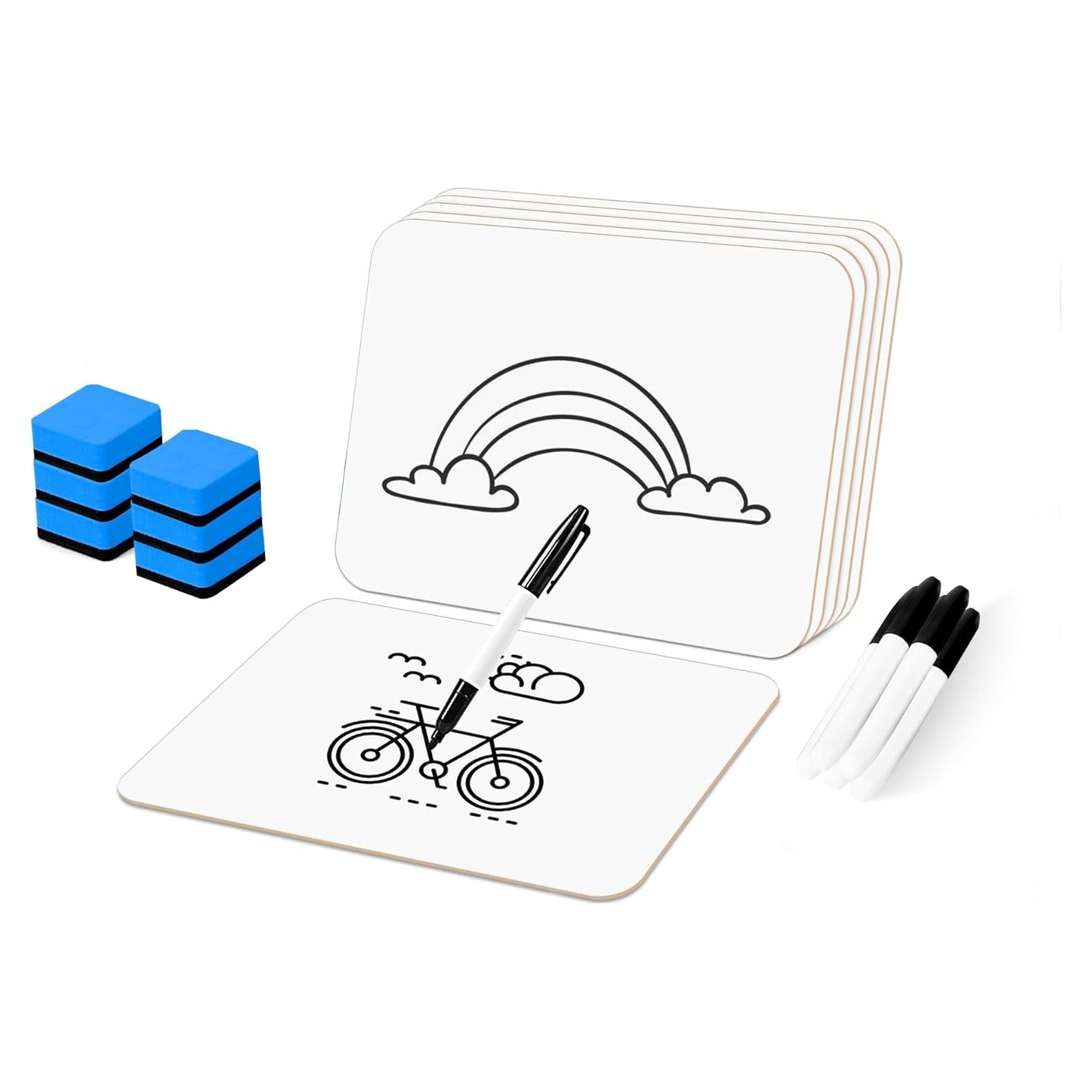 Tableros de Borrado en Seco PANDRI Paquete de 6 Doble Cara 31.75x22.86 cm