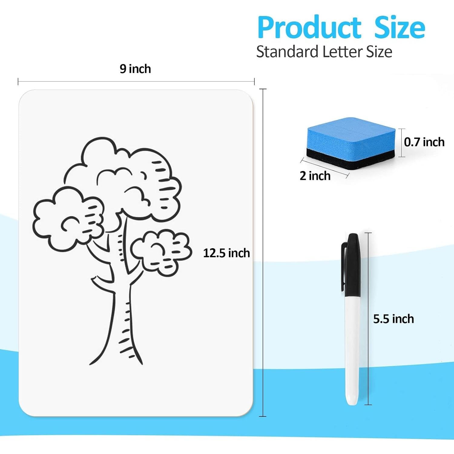 Tableros de Borrado en Seco PANDRI Paquete de 6 Doble Cara 31.75x22.86 cm