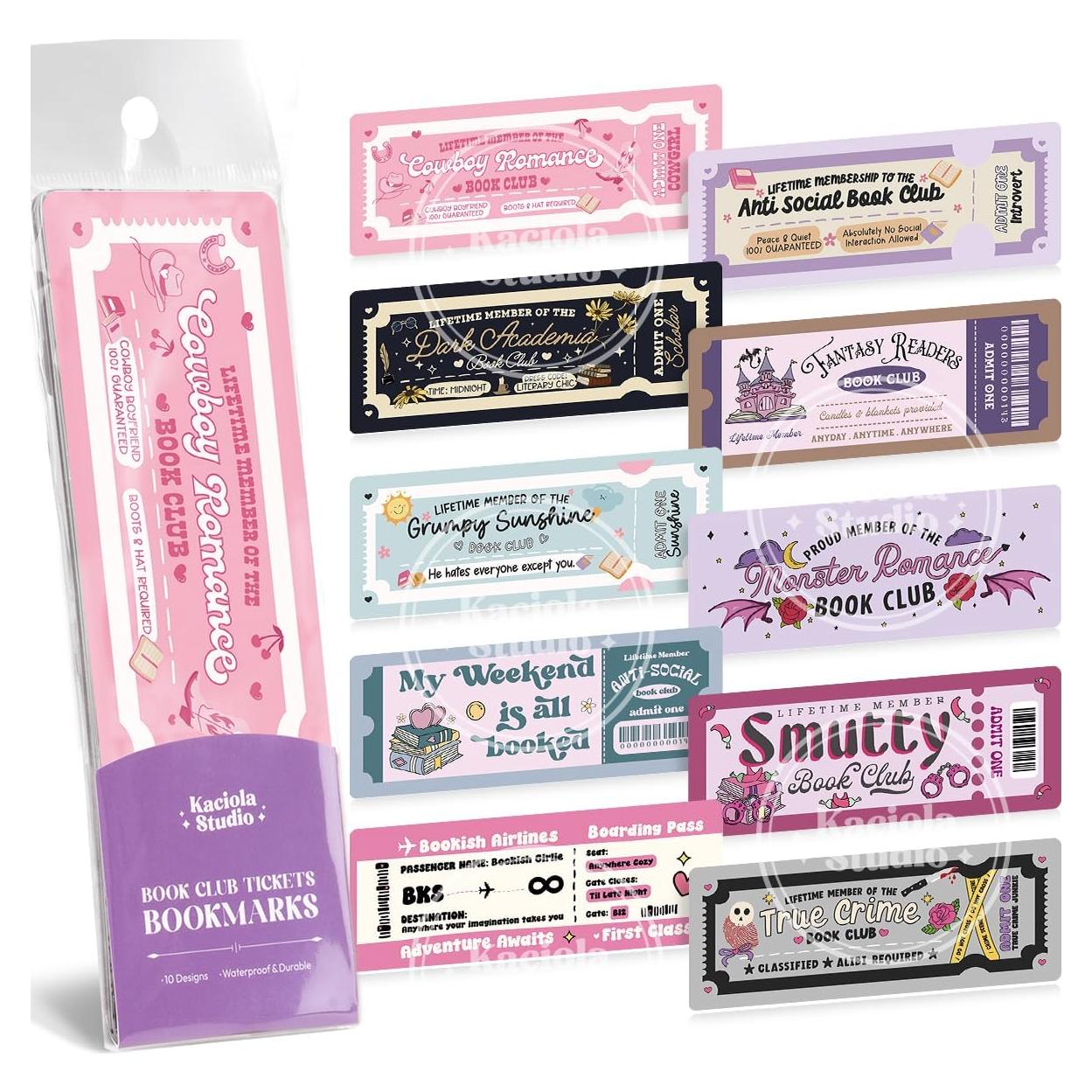 Paquete de 10 Marcadores de Libros Kaciola - Club de Romance