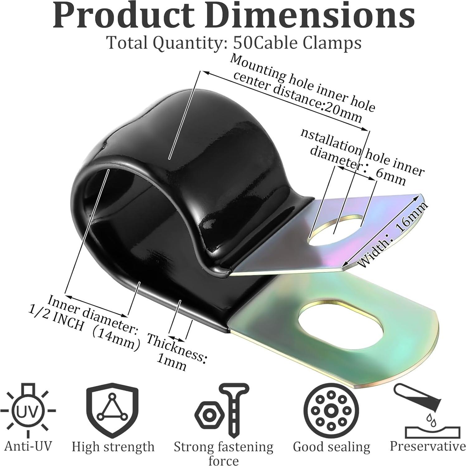 Abrazaderas de Cable 50 Piezas Tandefio Acero Inoxidable 14mm