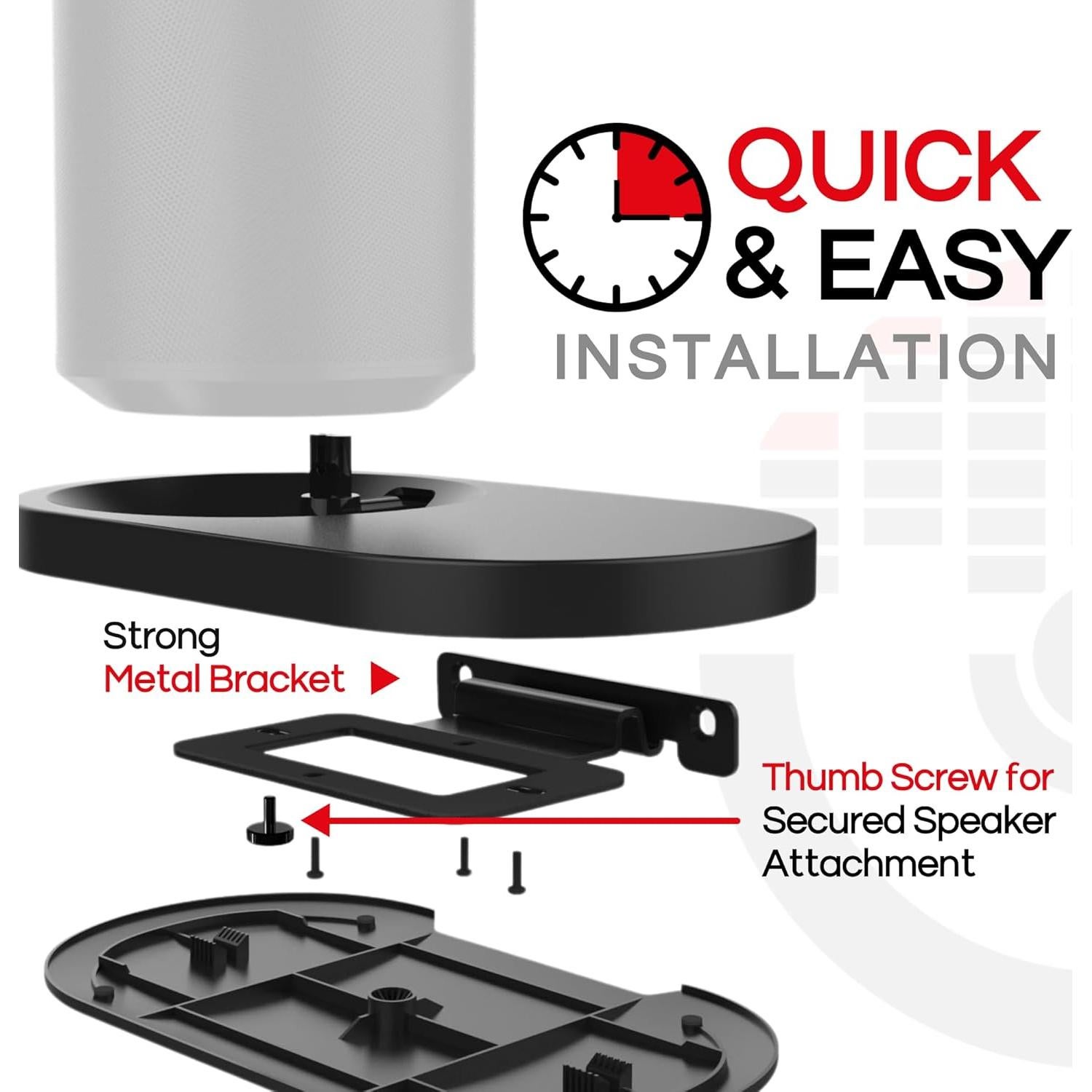 Soporte de Pared Soundbass para Altavoz Sonos ERA 100, Negro