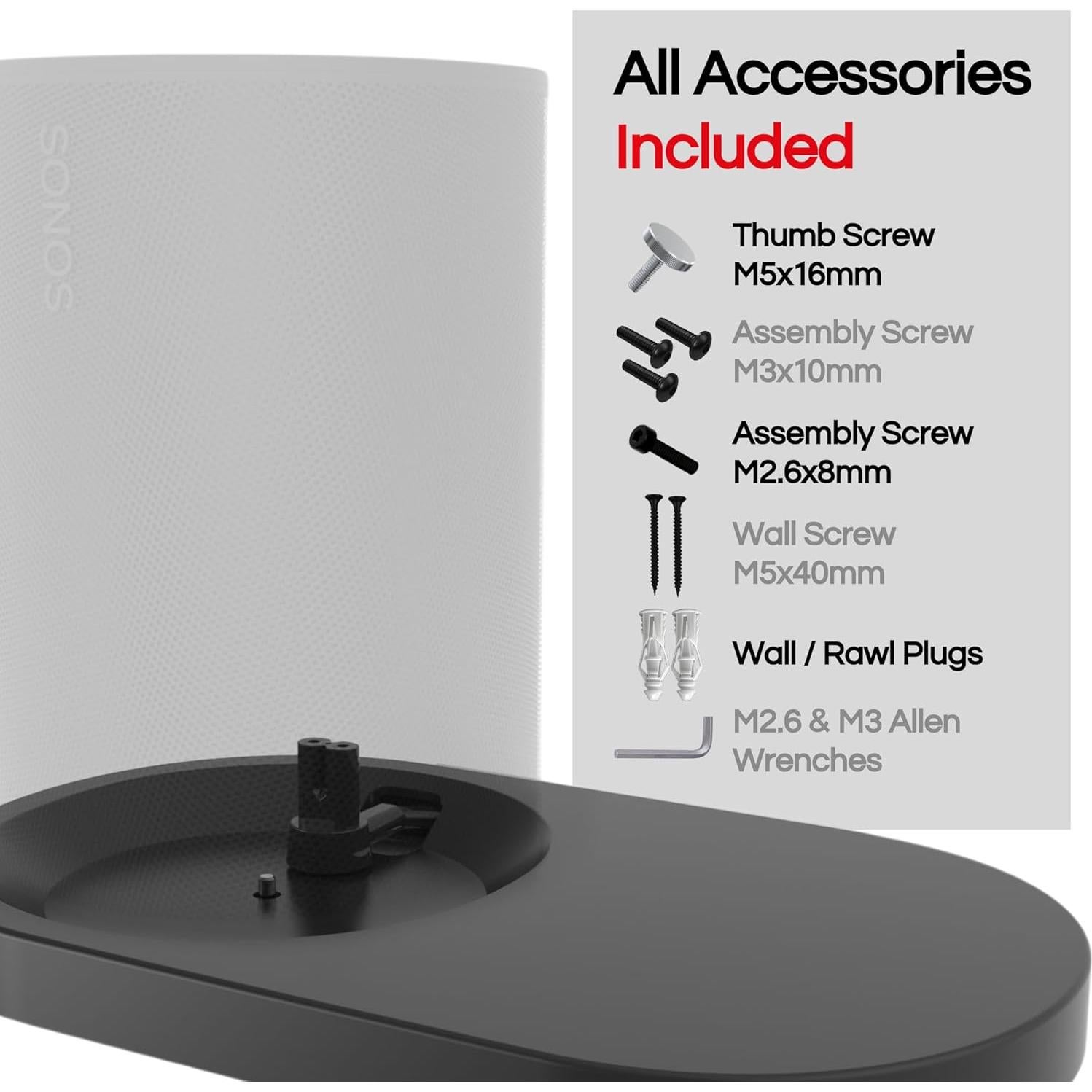 Soporte de Pared Soundbass para Altavoz Sonos ERA 100, Negro