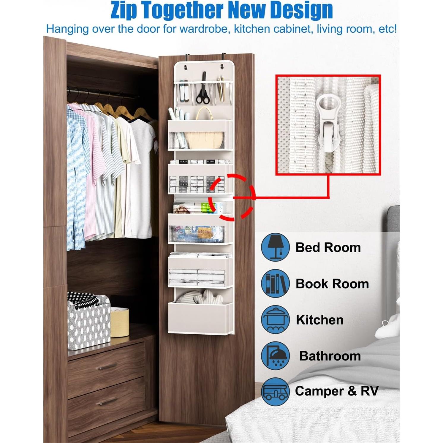 Organizador de Closet Hioya 6 Estantes Beige Montaje en Pared